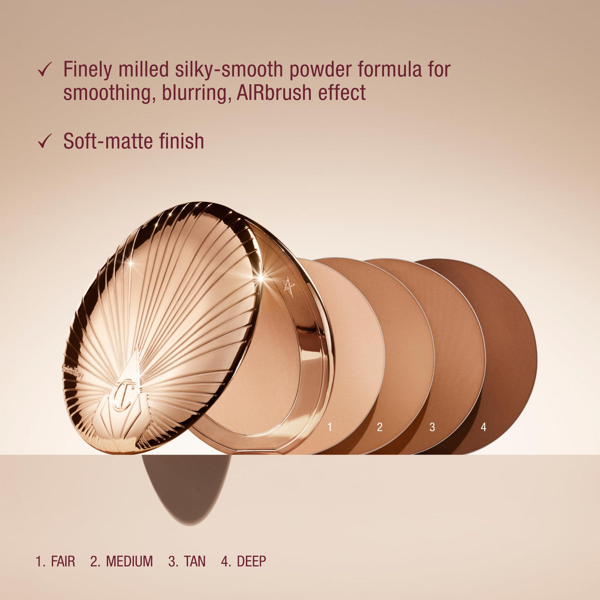 Light Gray Charlotte Tilbury Airbrush Matte Bronzer - Smoothing & Blurring Powder