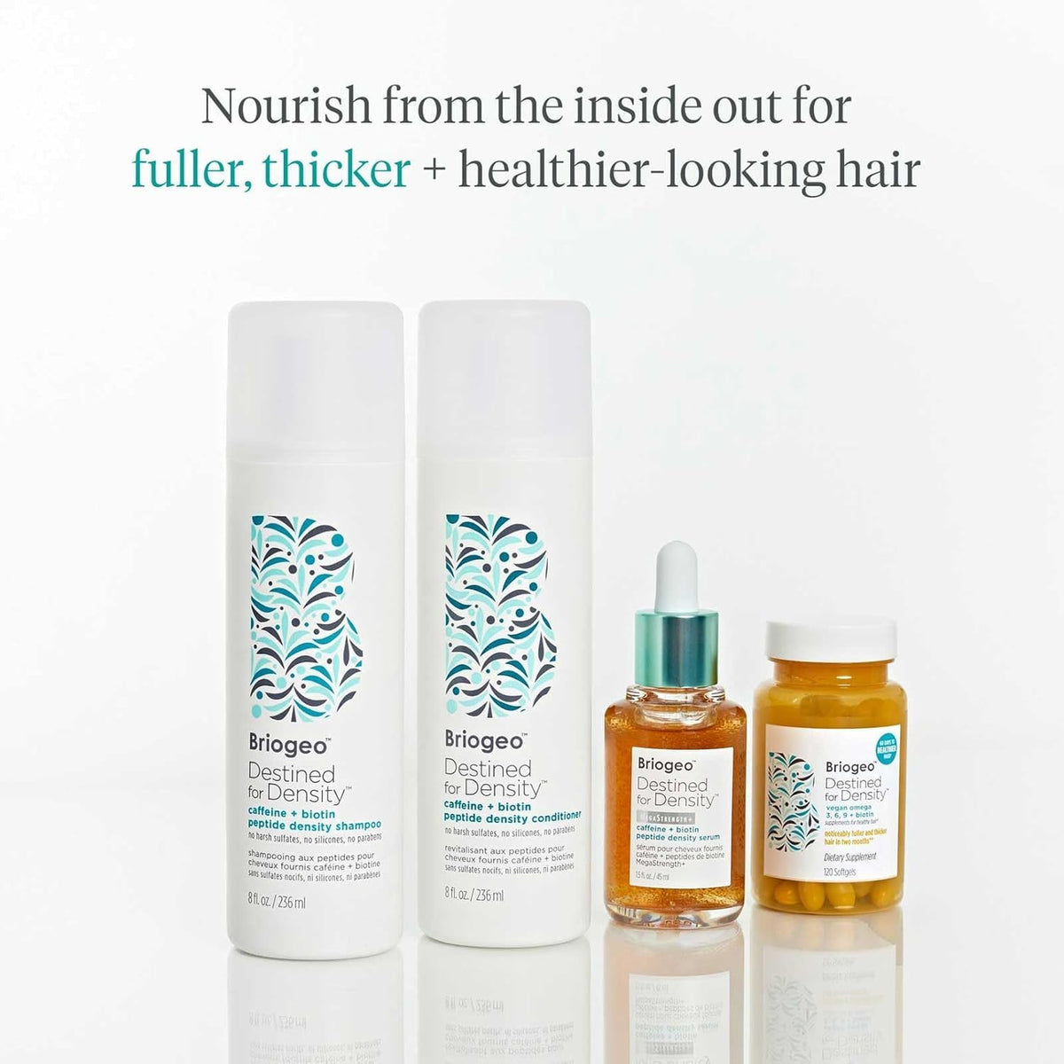 White Smoke Briogeo Destined for Density Caffeine + Biotin Shampoo & Conditioner Duo