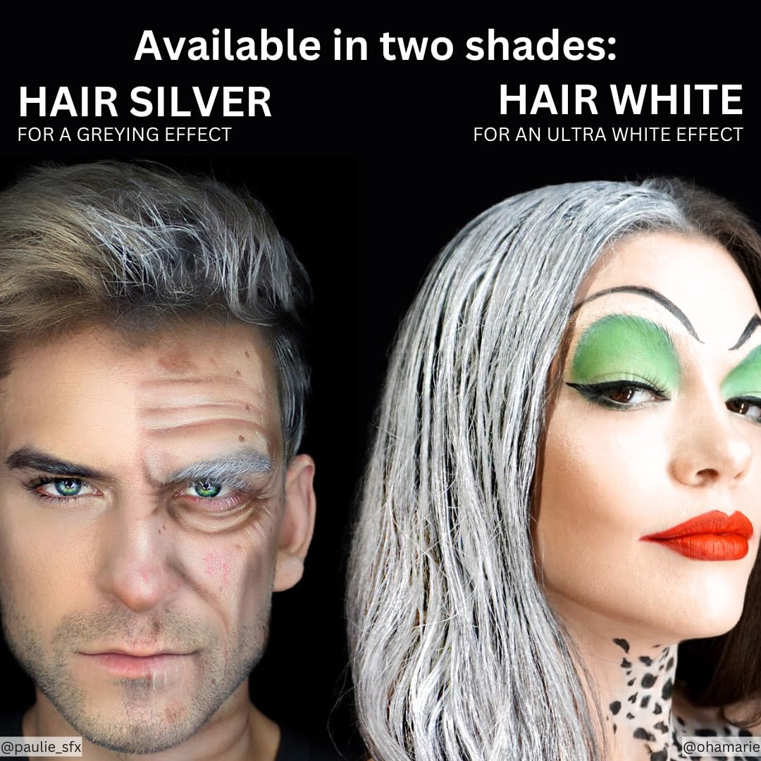 Black Mehron Makeup Hair White | Washable White Hair Dye | Temporary Hair Color for Theatre, Cosplay, & Halloween 4.5 oz (133 ml)