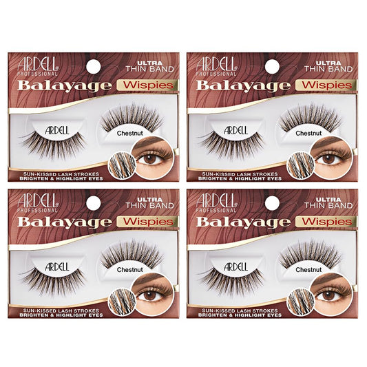 Light Gray Ardell Balayage Wispies False Eyelashes - Chestnut, Ultra Thin Band, Natural Wispy Lashes, 4 Pack