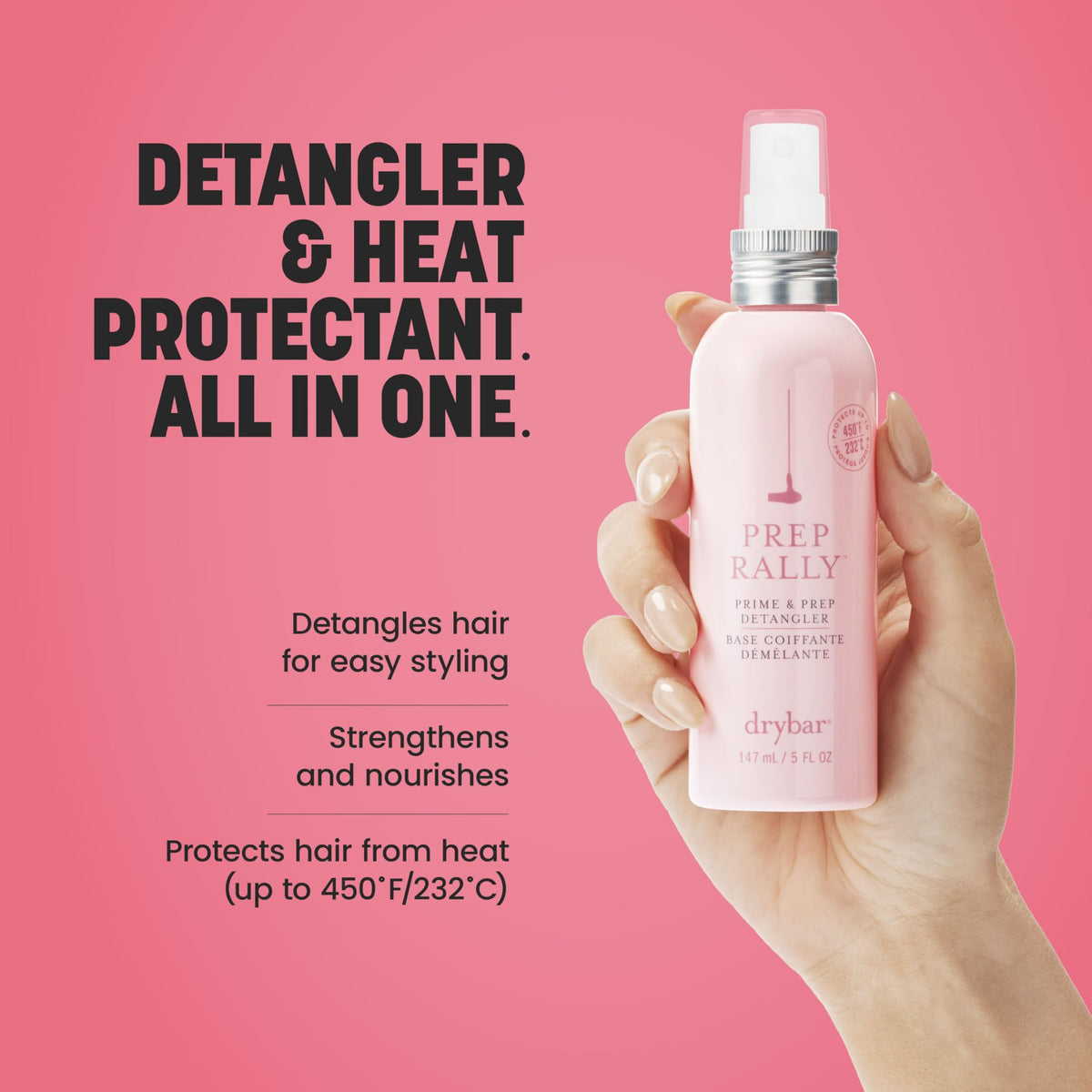 Light Coral Drybar Prep Rally Prime & Prep Detangler