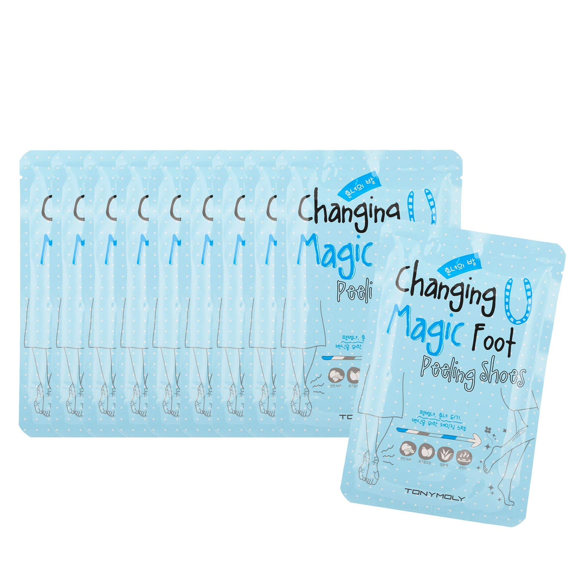 White Smoke TONYMOLY Magic Foot Peeling Shoes, 10pk - AHA for Calluses, Rough Skin
