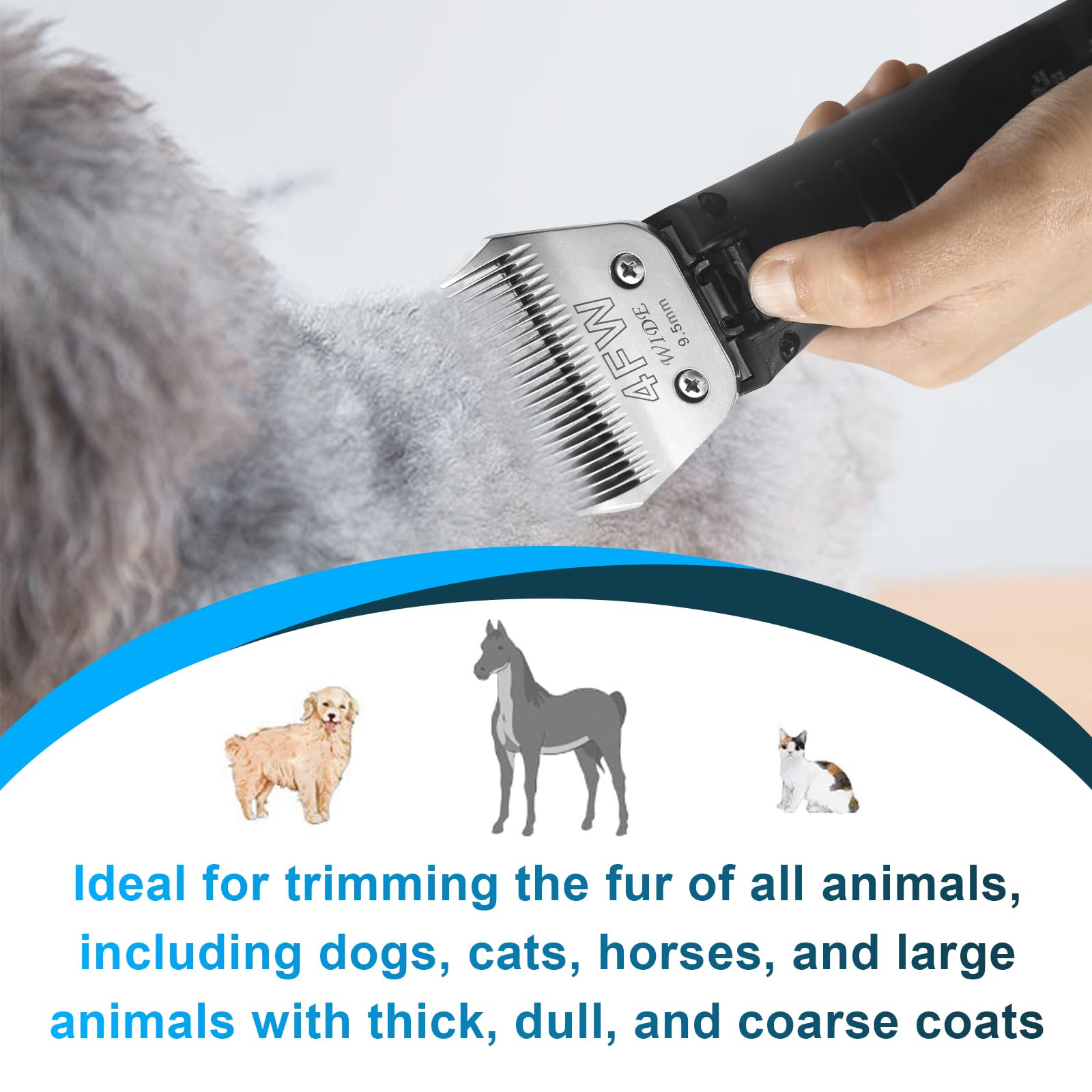 White Smoke Newbulu 7FW Dog Grooming Wide Blade,Detachable Pet Dog Grooming Blades,Compatible with Andis,Oster A5,Wahl km10 Clippers.Cutting Length 1/8 in(3.2mm)