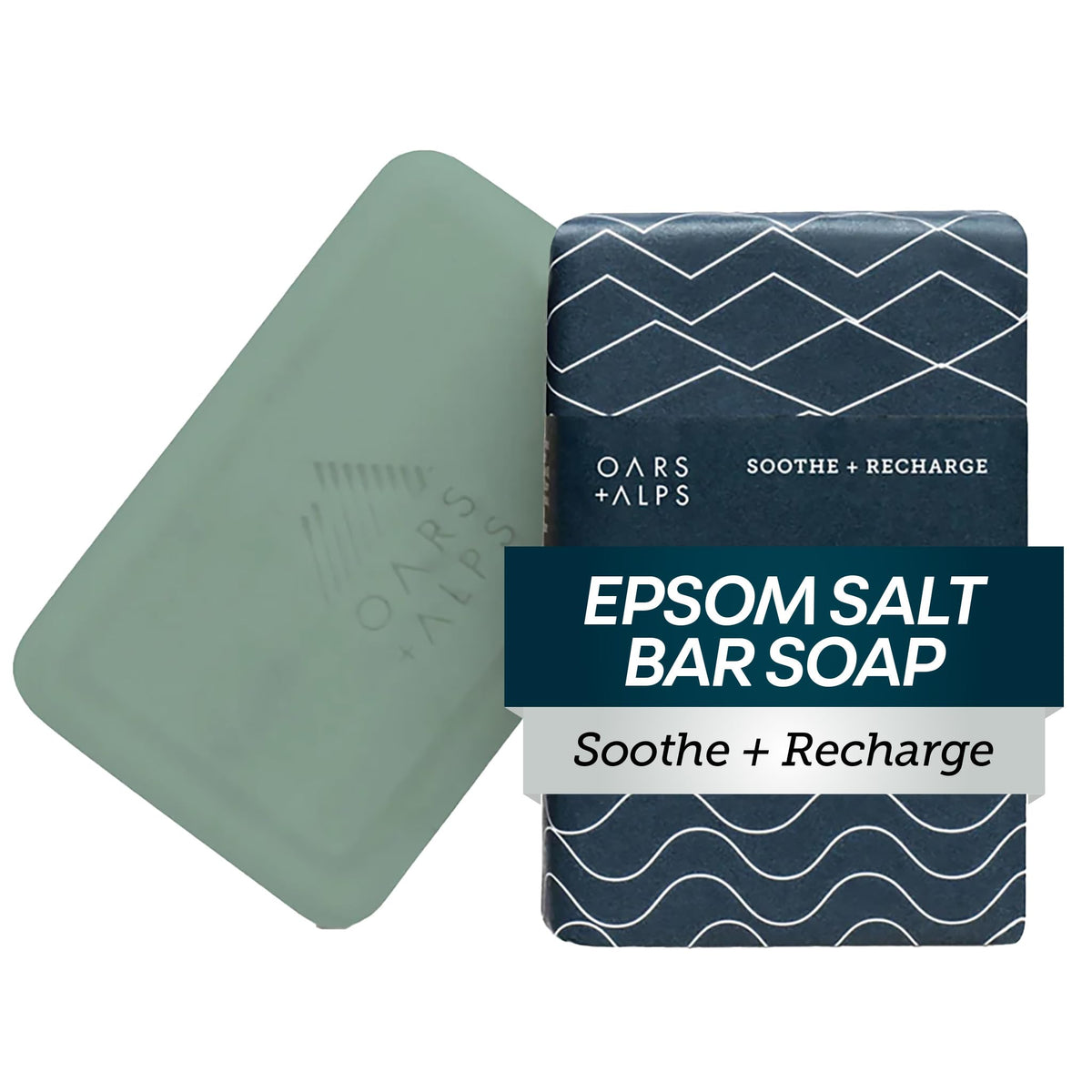 White Smoke Oars + Alps Exfoliating & Moisturizing Mens Bar Soap, Epsom Salt, 1pk