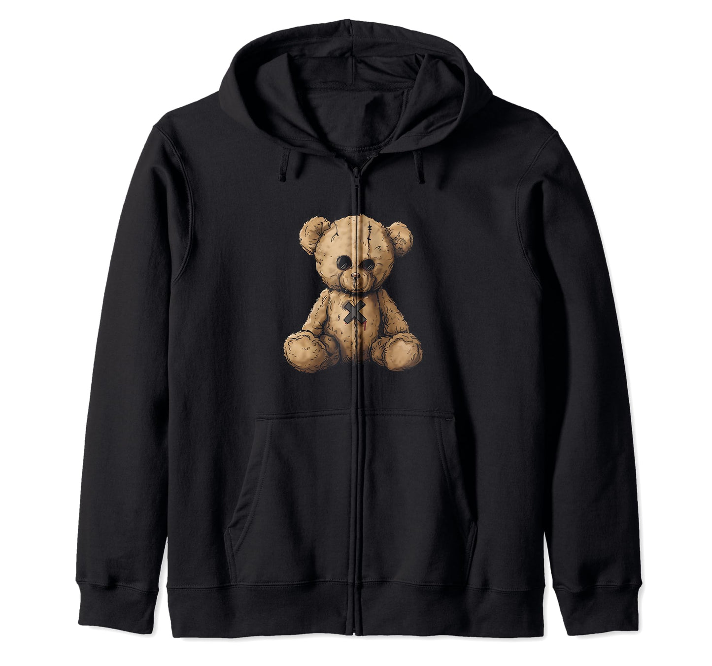 Black Stitched Silence Zip Hoodie