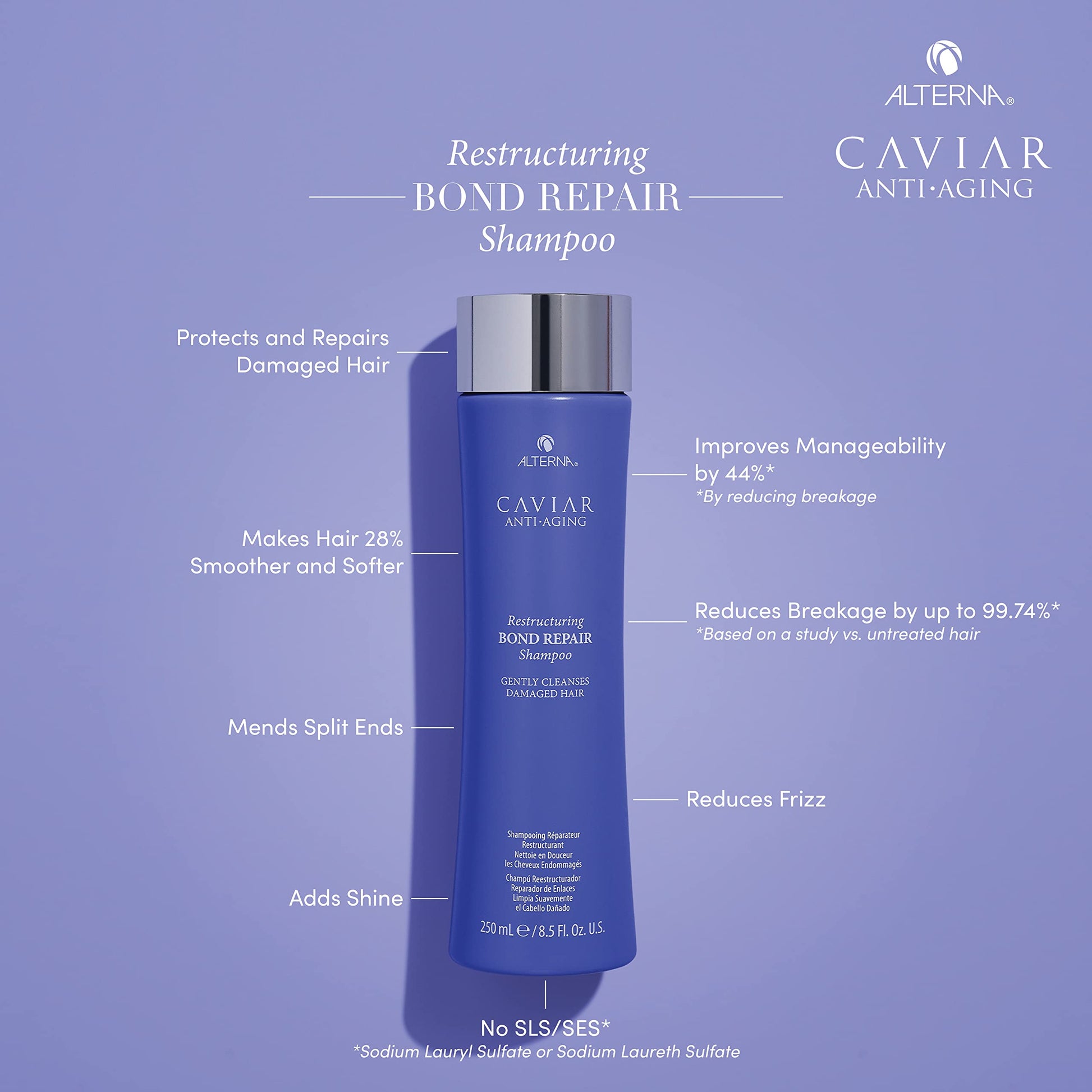 Dark Gray Alterna Caviar Anti-Aging Restructuring Bond Repair Shampoo, 16.5 Fl Oz (Pack of 1)