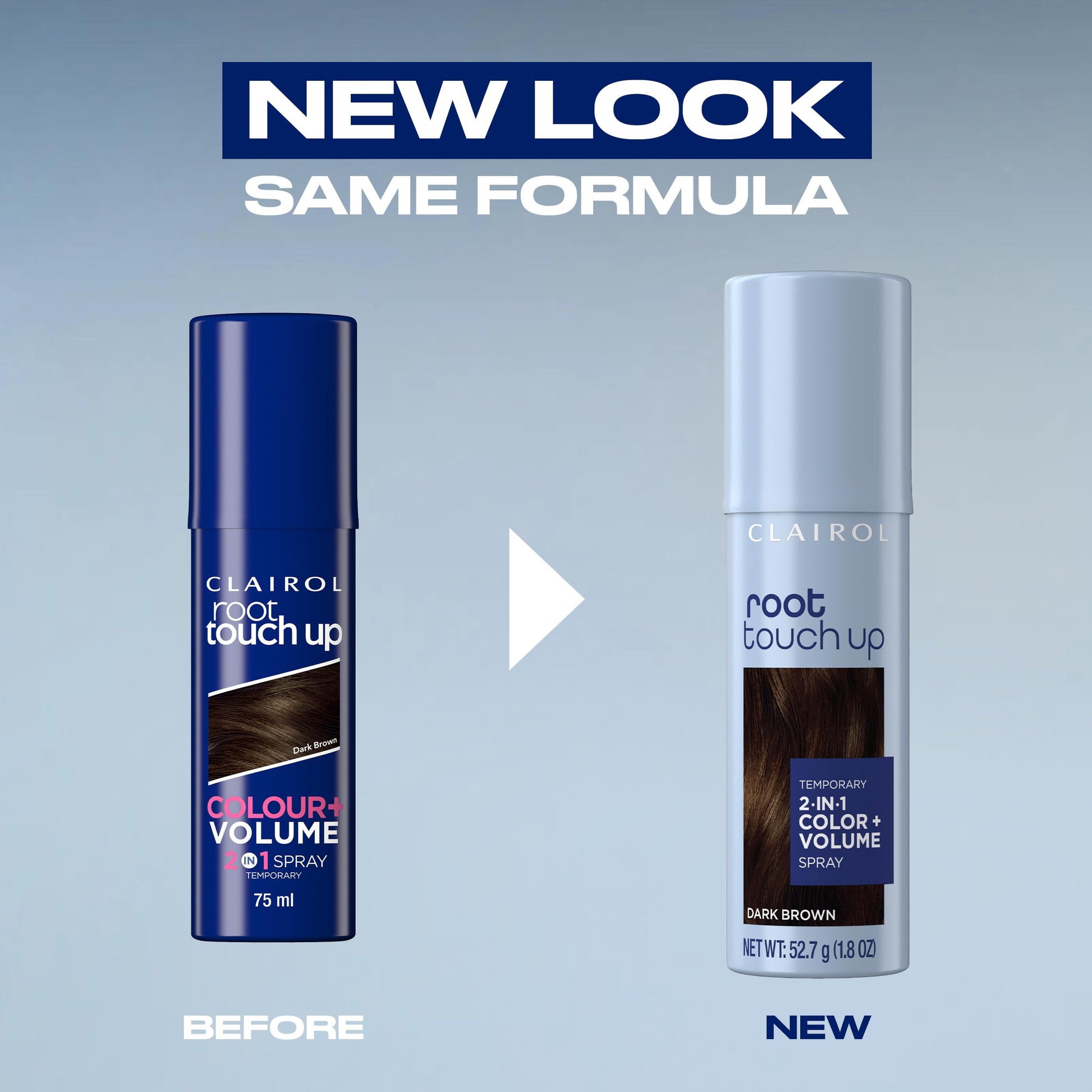 Light Steel Blue Clairol Root Touch-Up Color + Volume 2-in-1 Temporary Hair Coloring Spray, Medium Brown Hair Color, Pack of 1 - Packaging May Vary