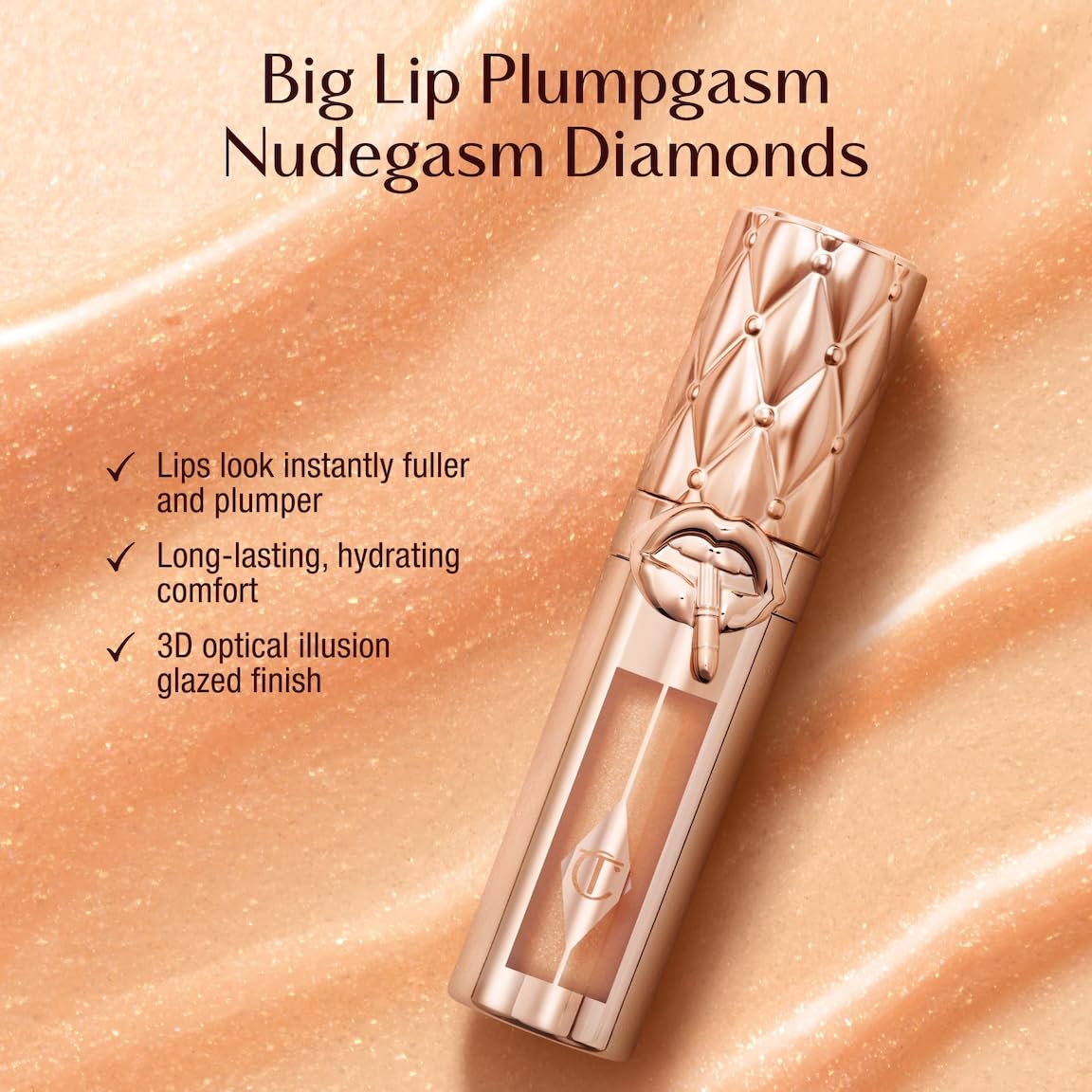 Navajo White Charlotte Tilbury Big Lip Plumpgasm Lip Gloss - Gift Set Essential - Hydrating Plumper with Hyaluronic Acid & Heat + Ice Technology - Perfect for Pairing with Makeup Favorites