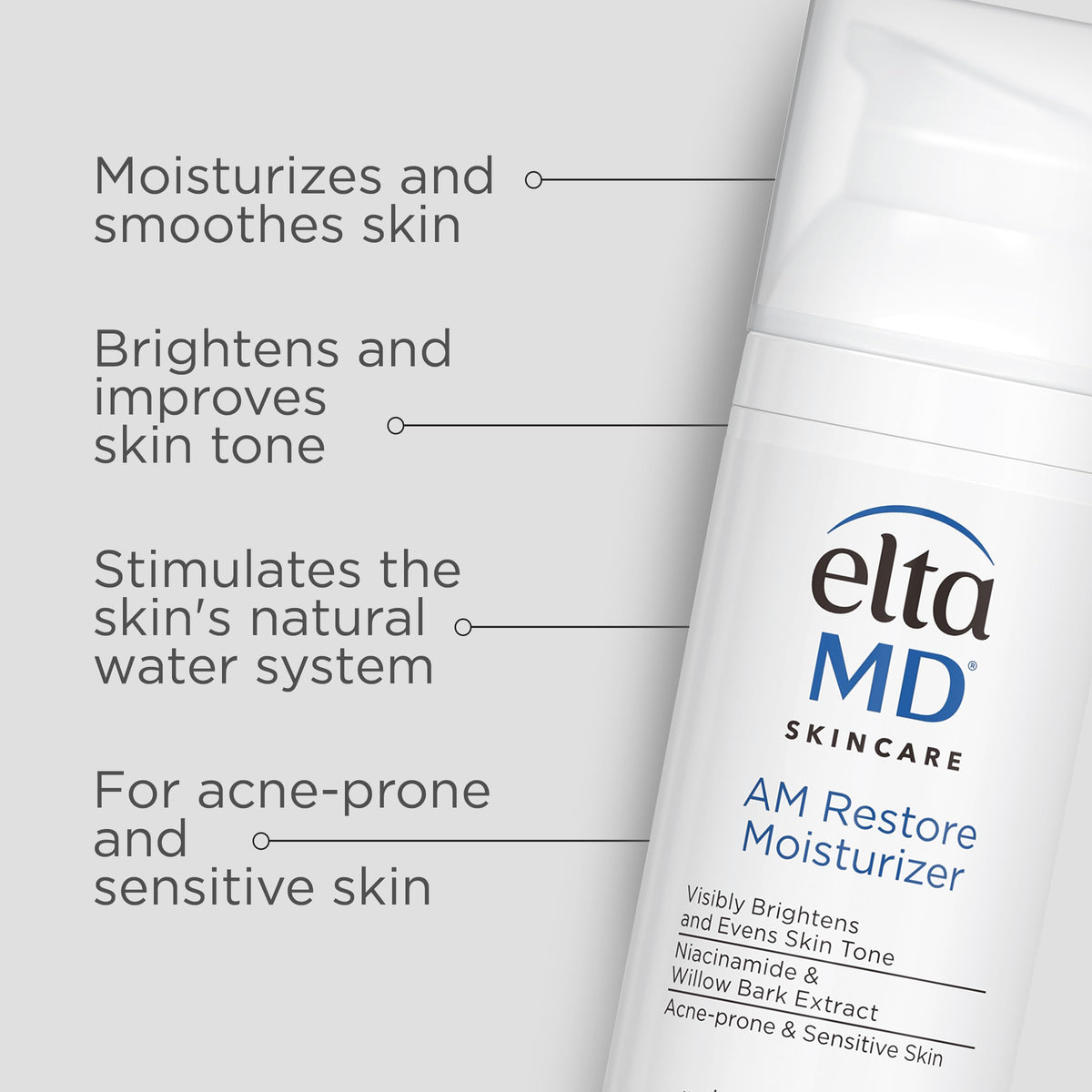 Light Gray EltaMD Morning and Night Skin Care Kit, AM Restore and PM Restore Facial Moisturizers, Anti-Aging Renew Eye Gel
