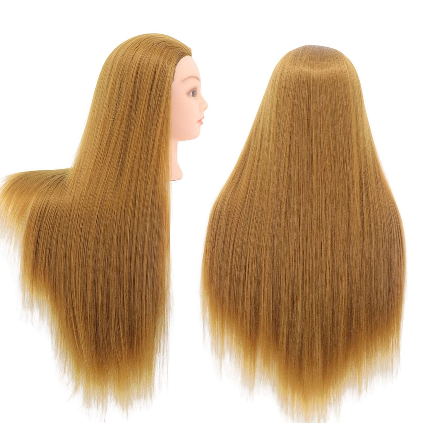 White Smoke MEICARSON 26"-28" Mannequin Head Hair Styling Training Head Manikin Cosmetology Doll Head Synthetic Fiber Hair and Free Clamp Holder Stand Hair Styling Set for Hair Extensions （ golden/yellow）