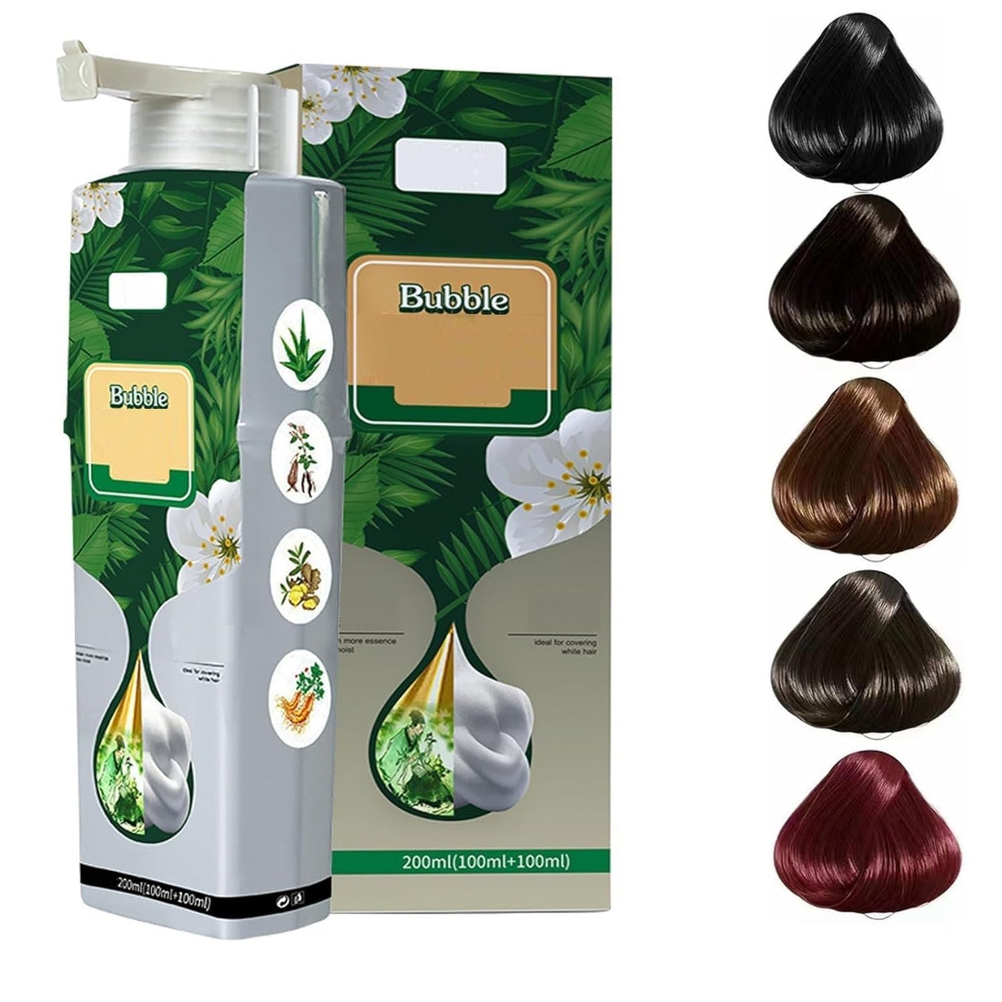 White Smoke 200 ML Natural Plant Bubble Hair Dye, for Grey Hair Color Dye Shampoo.