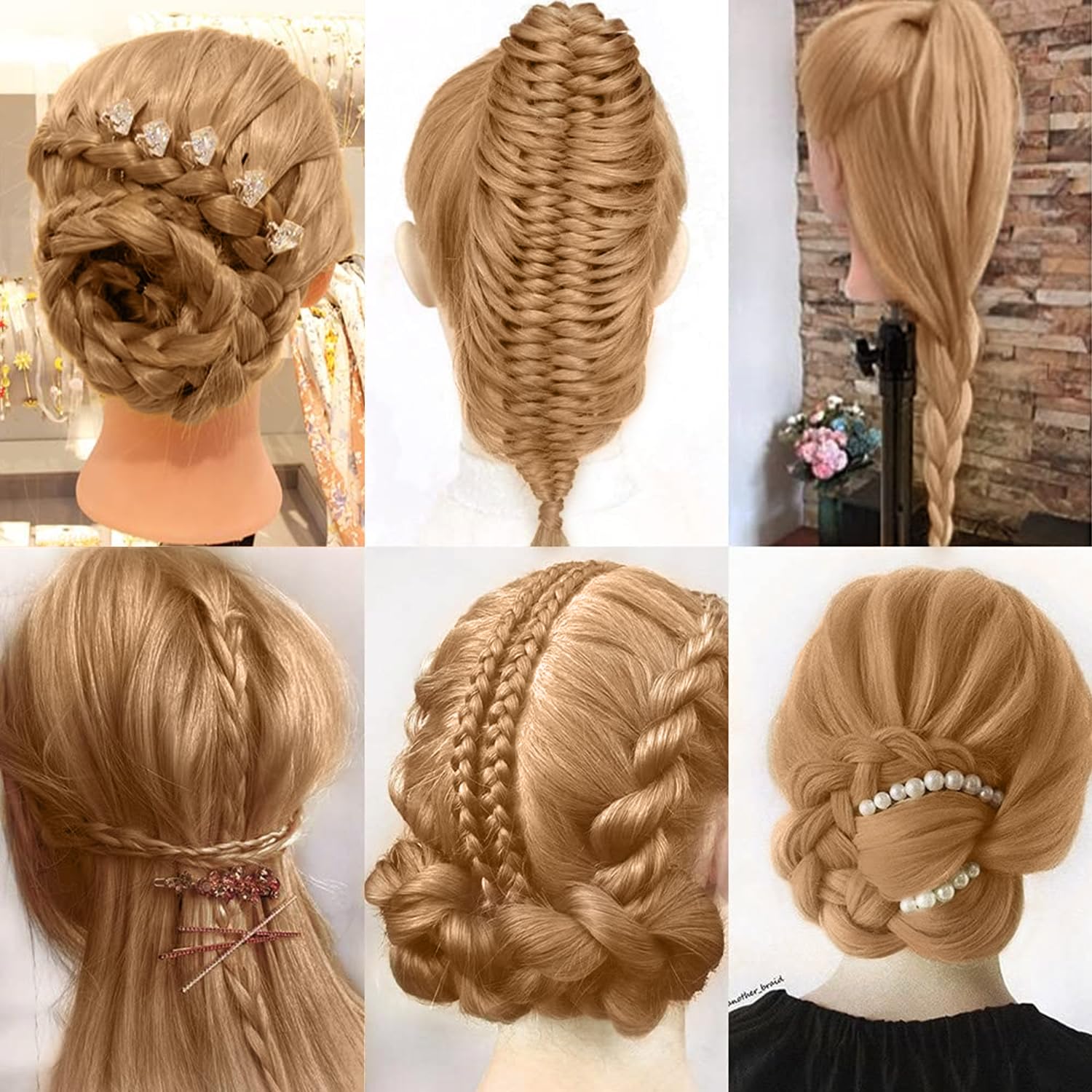 White Smoke Cosmetology Mannequin Head Hair Styling 26-28inch Training Head Synthetic Fiber Manikin Head Doll Head with Clamp （#27 Blonde 20Inch）