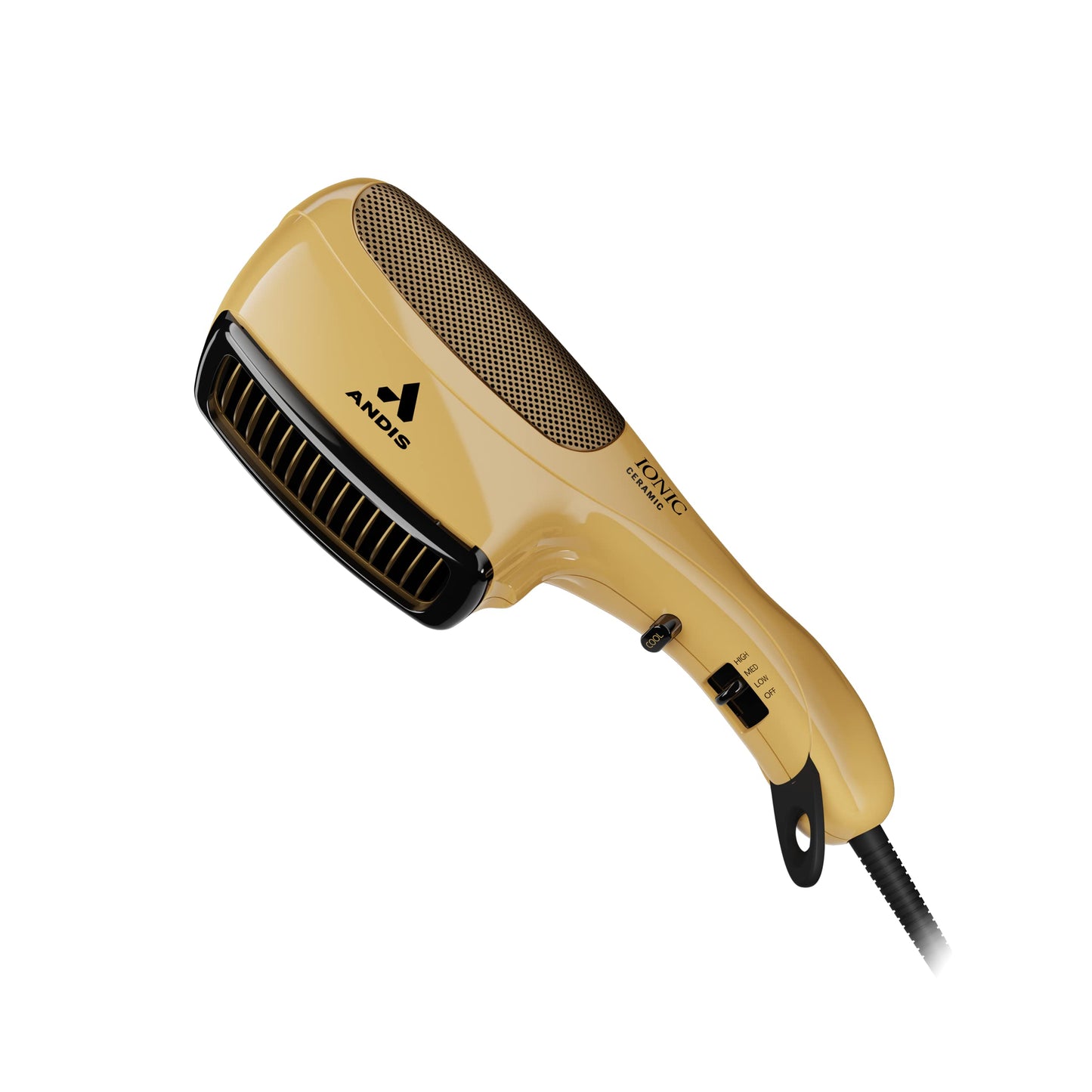 White Smoke Andis 82125 1875-Watt Tourmaline Ceramic Ionic Styling Hair Dryer, Styling Hair Dryer with Ionic Frizz-Free Technology, No Heat Damage, Lightweight Hairdryer for Normal & Curly Hair - Gold