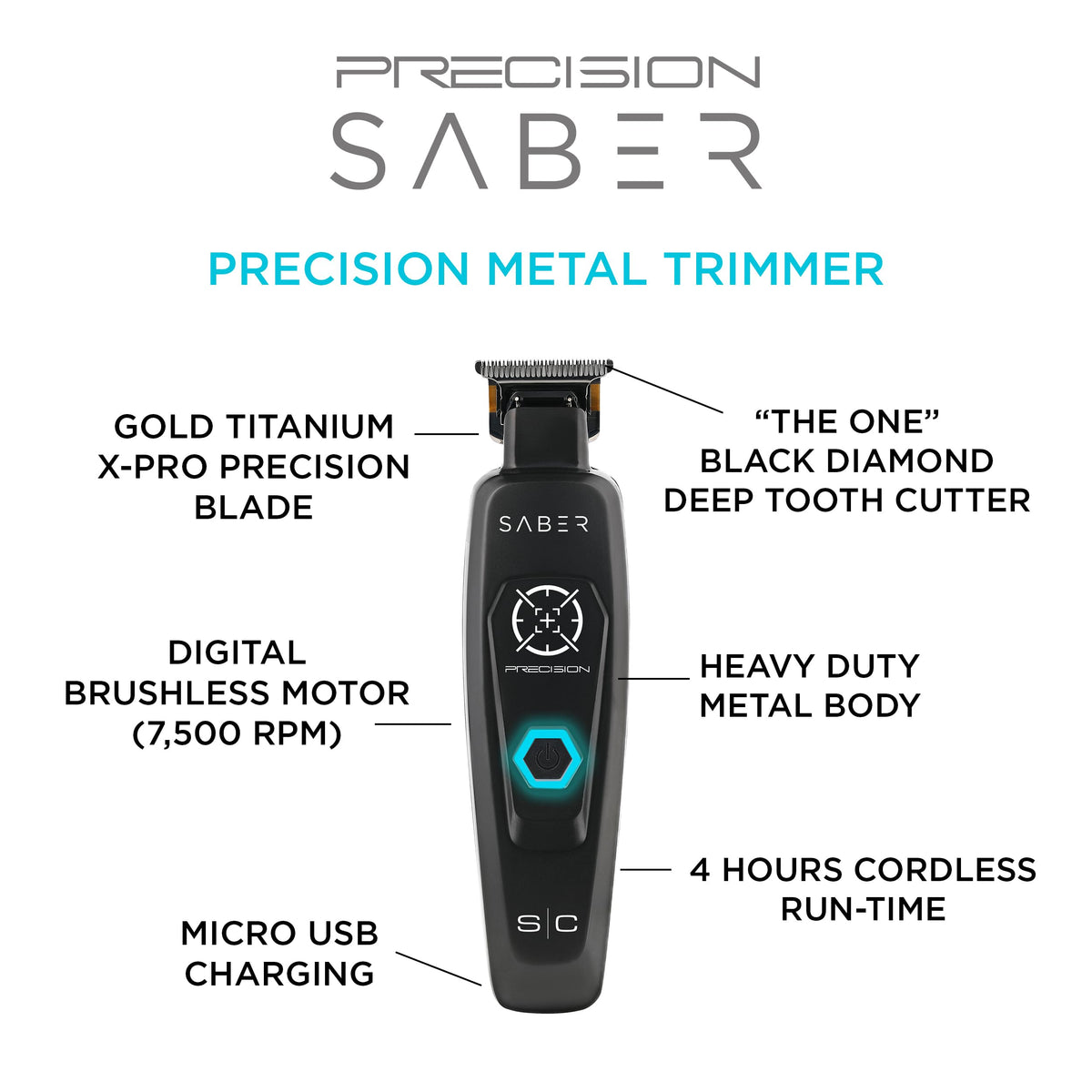 White Smoke STYLECRAFT Saber Precision Professional Brushless Motor Hair Trimmer