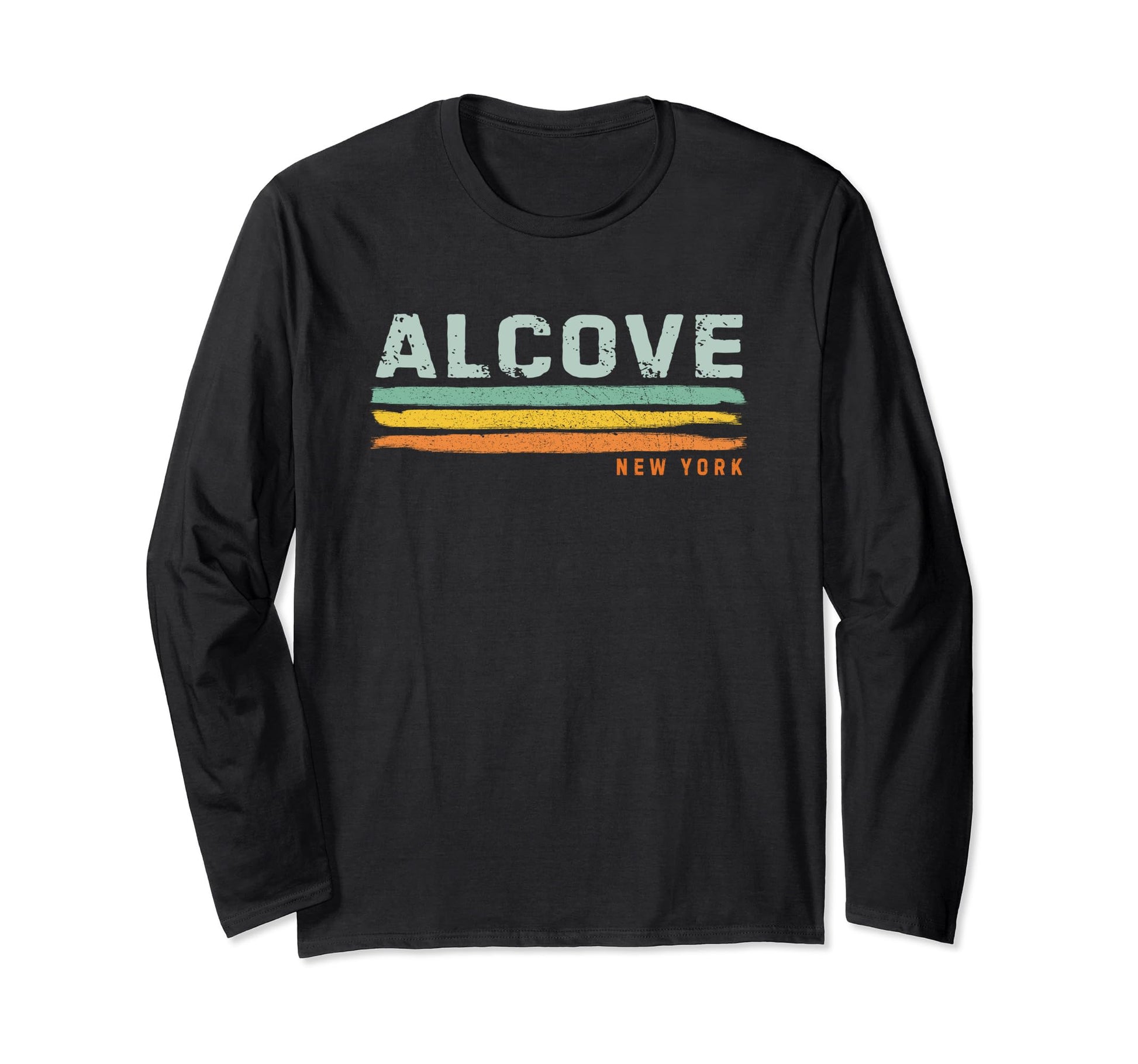 Dark Slate Gray Vintage Stripes Alcove NY Long Sleeve T-Shirt