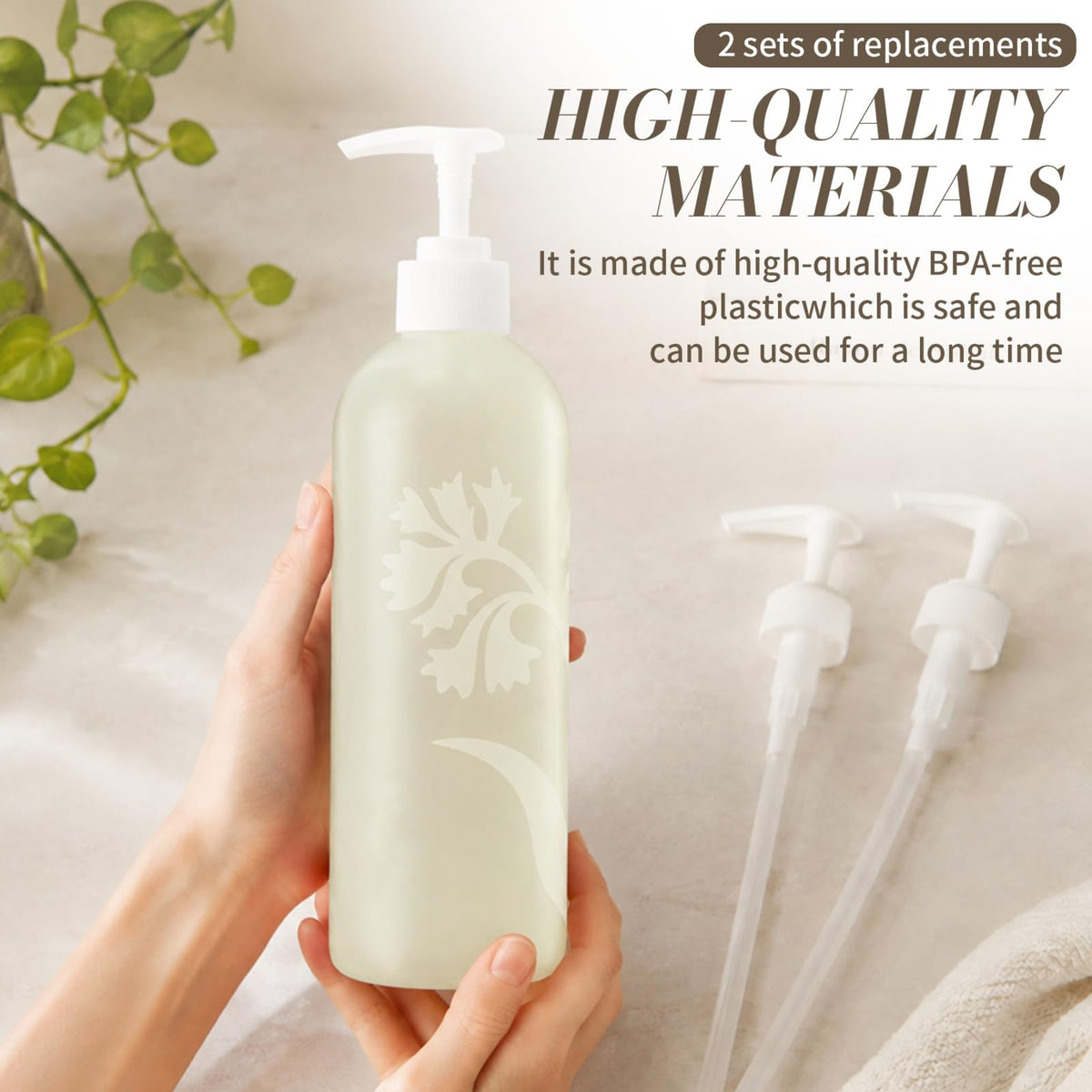Light Gray 3-Pack Pump Dispenser for Aveda 33.8 oz 1 Liter Shampoo Bottle, White