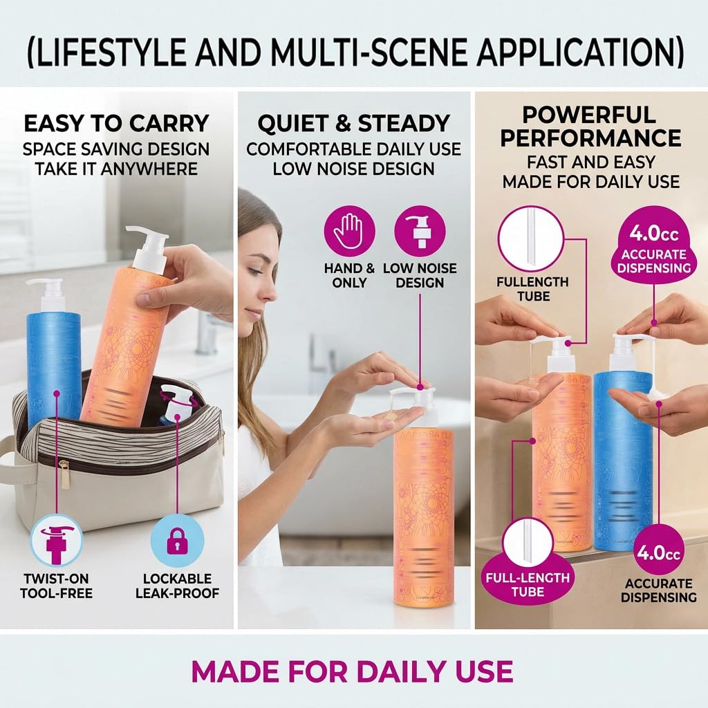 Lavender 2 Pack Shampoo and Conditioner Pump Compatible with Amika 1L/33.8 Fl Oz Bottle, Liter Pump for amika 33.8 oz Pump Dispenser
