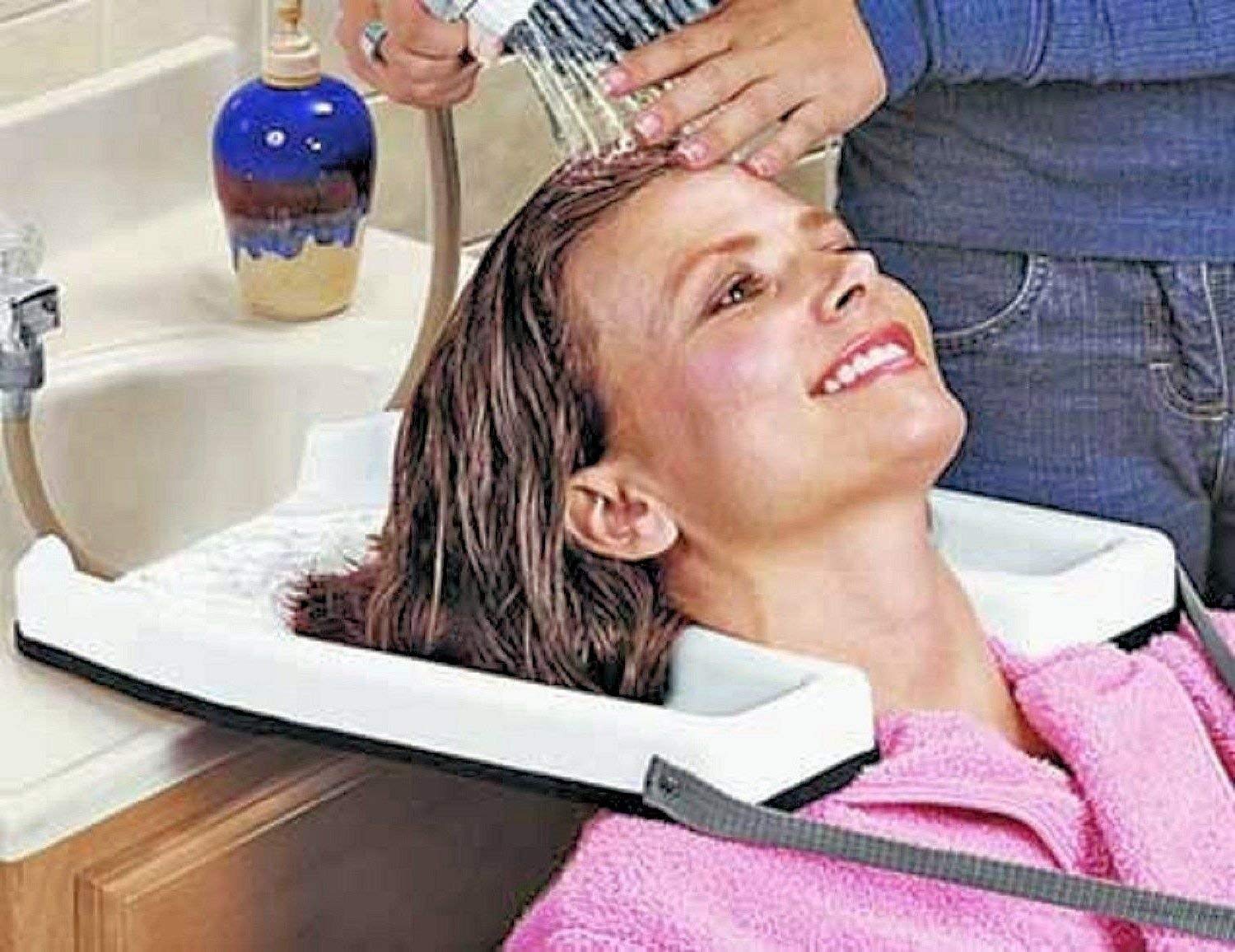 White Smoke EUROPRENE Safety Contoured portable salon home Shampoo hair washing sink tub tray Medical