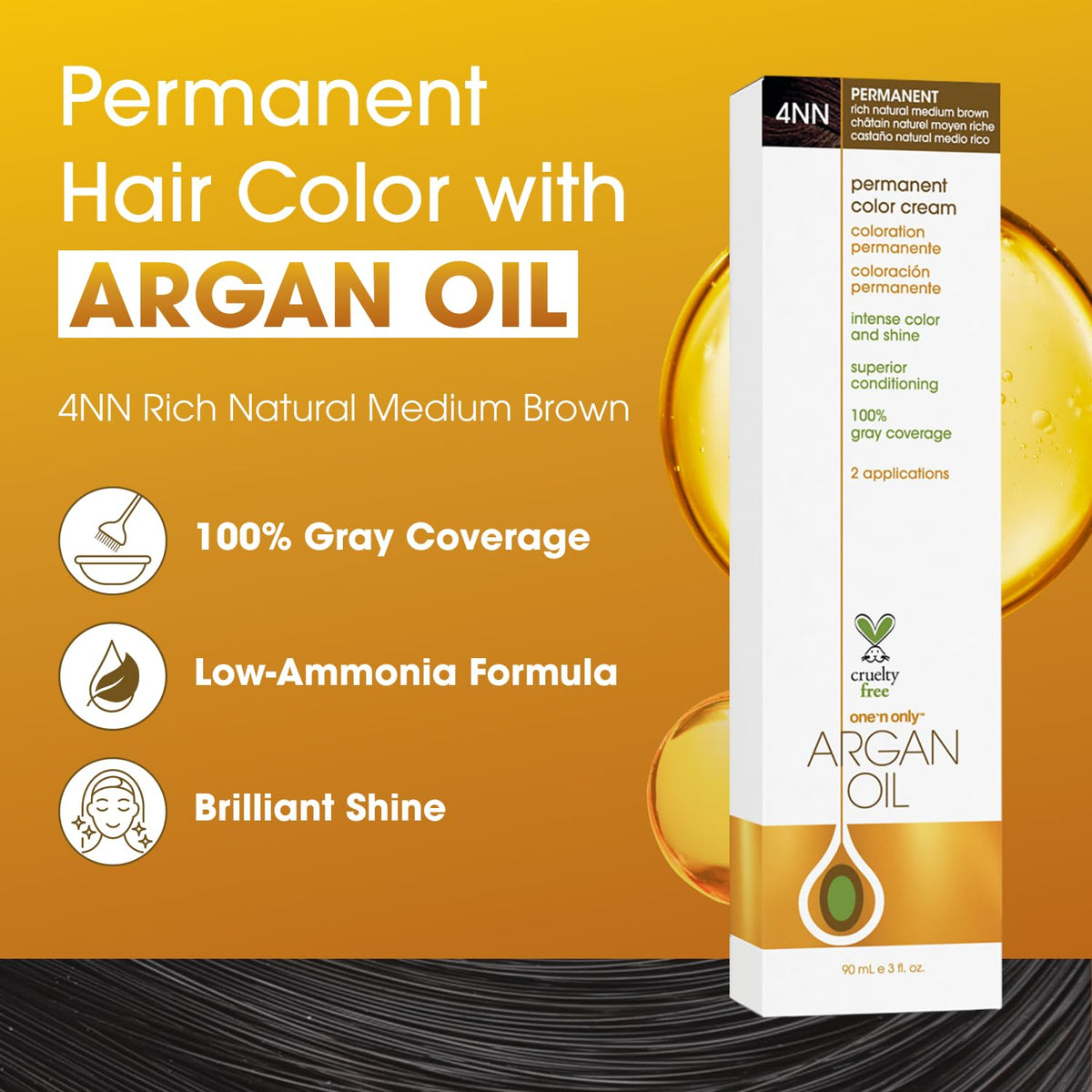 Chocolate One 'n Only Permanent Hair Color & Dye, 4NN Rich Natural Medium Brown, 3 oz