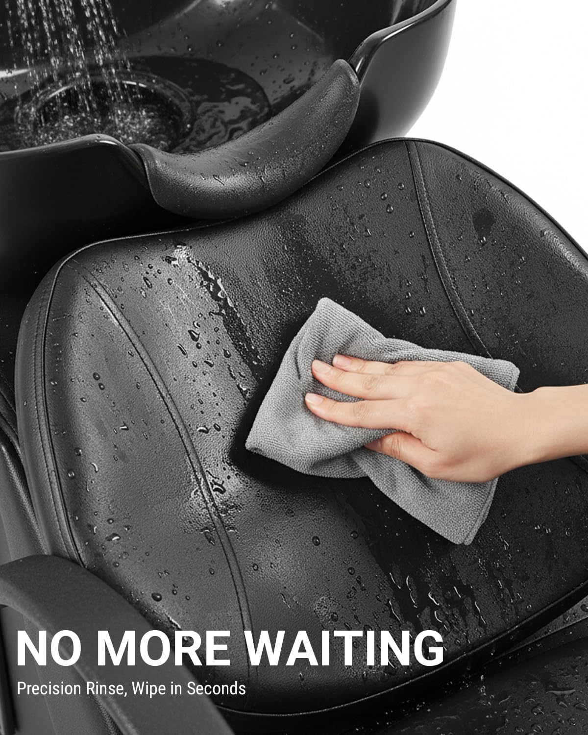 Dark Slate Gray IJIALIFE Shampoo Bowl and Chair Set for Salon, Hair Washing Station for Hair Stylist, ABS Shampoo Bowl Sink Chair with Side Store Compartment for Spa Beauty Barbershop, Black