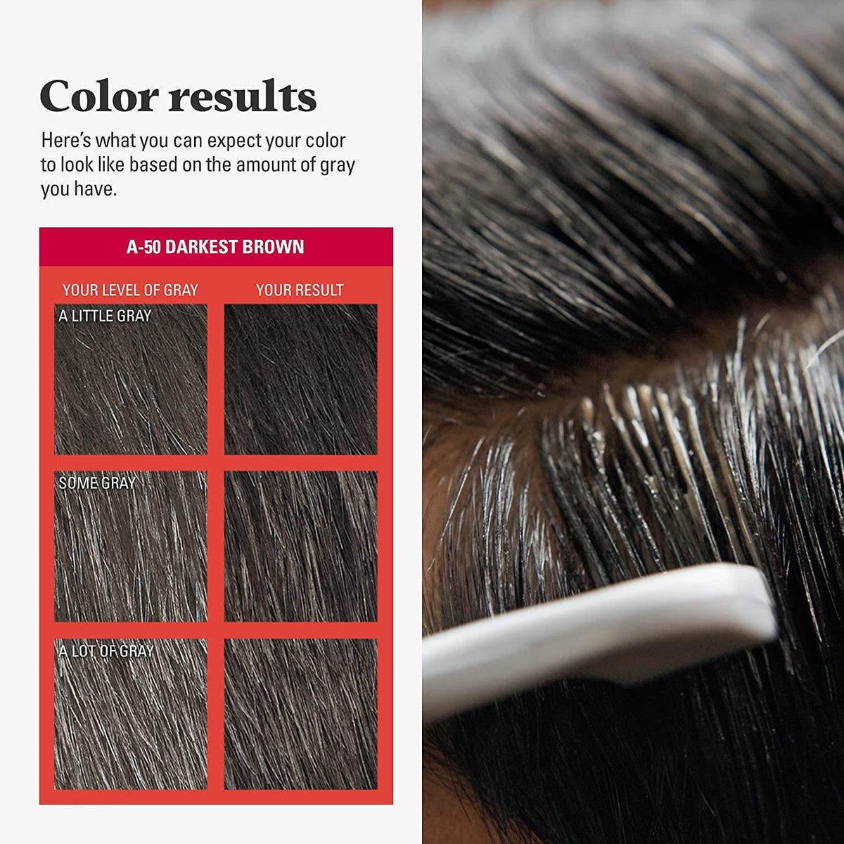 Black JUST FOR MEN Easy Comb-In Color, No-Mix, Darkest Brown A-50 (3 Pack)