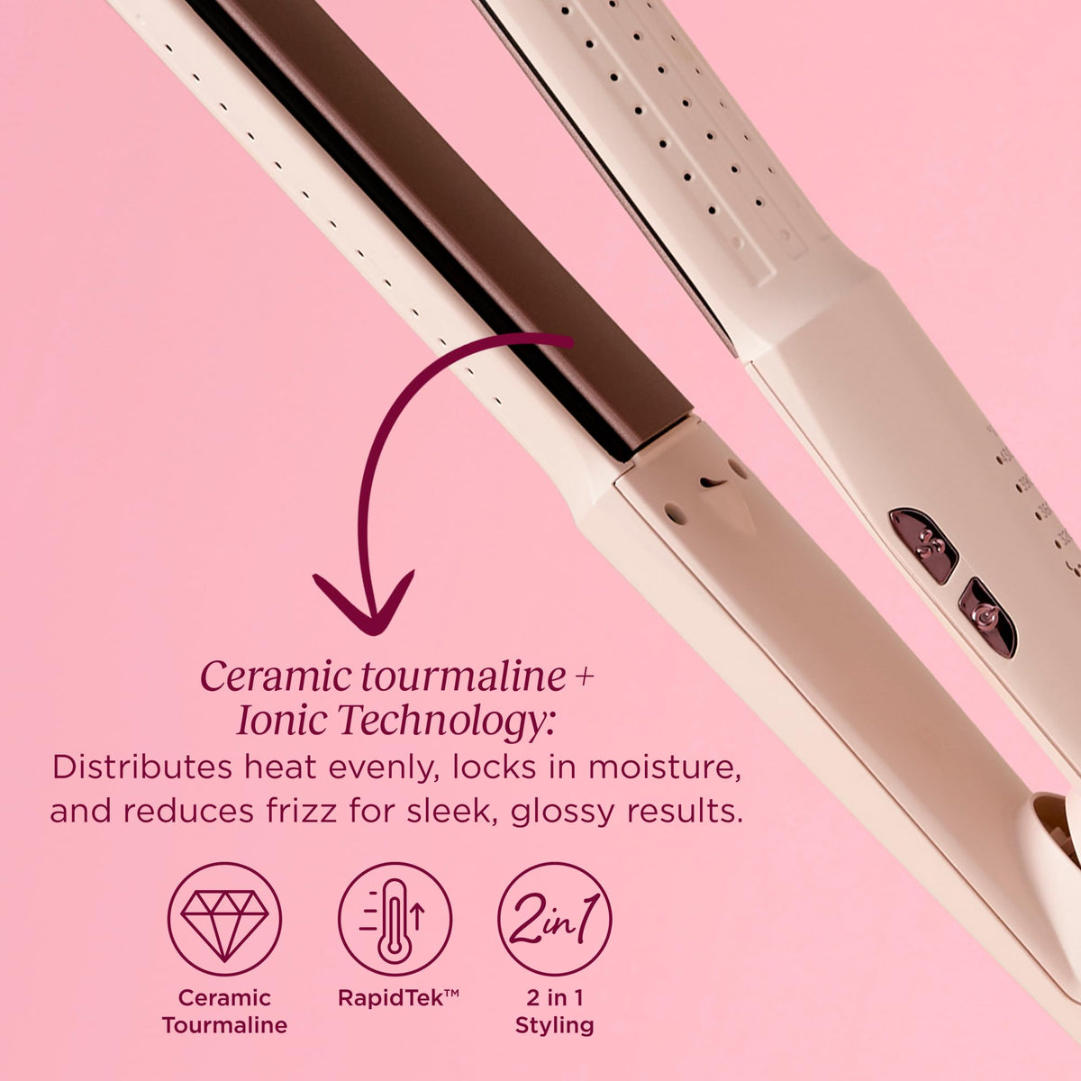 Light Pink FHI Heat AeroStyle™ Styling Iron 1" - Vented Curler and Straightener