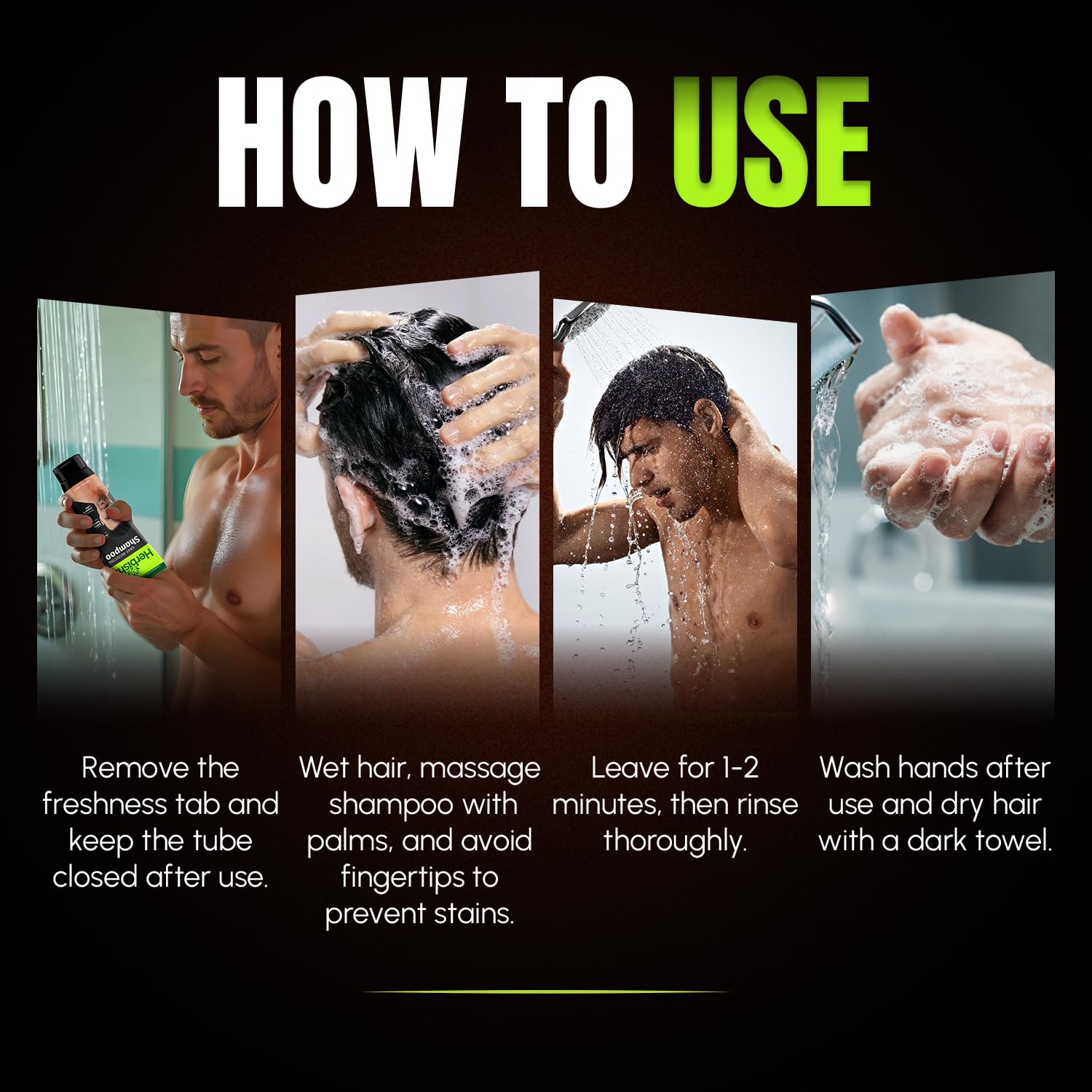 Black Herbishh Gray Reducing Shampoo for Men, Hair Darkening & Volume Boost with Every Wash, Cleanses & Revitalizes, Easy At-Home Use, Safe for Light Brown to Black Shades, All Hair Types 6.09 fl.oz
