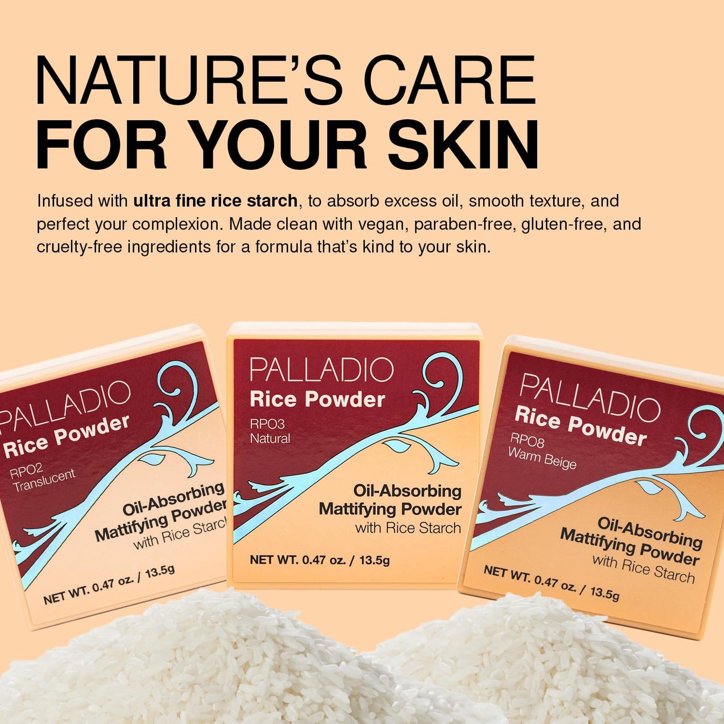 Navajo White Palladio Rice Powder Loose Setting Powder Absorbs Oil Leaves Face Looking and Feeling Smooth Helps Makeup Last Longer For a Flawless Fresh Look Pack, Translucent, 1 Count, (Pack of 3)