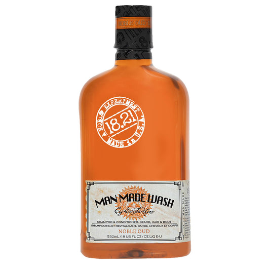 White Smoke 18.21 Man Made Original Noble Oud 3-in-1 Body Wash, Shampoo, & Conditioner for Men, All Hair & Skin Types, Strengthens and Moisturizes in a Manly Aroma, 18oz