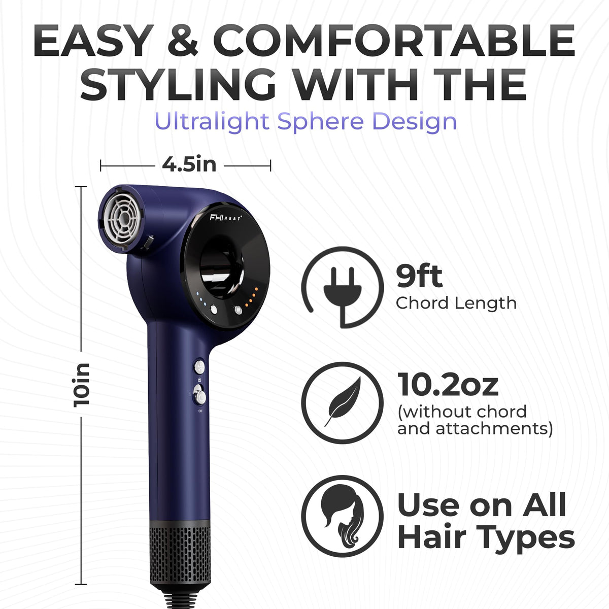 White Smoke FHI Heat VersaSphere Pro Air 6-in-1 Multi Styler Hair Dryer w/Attachments