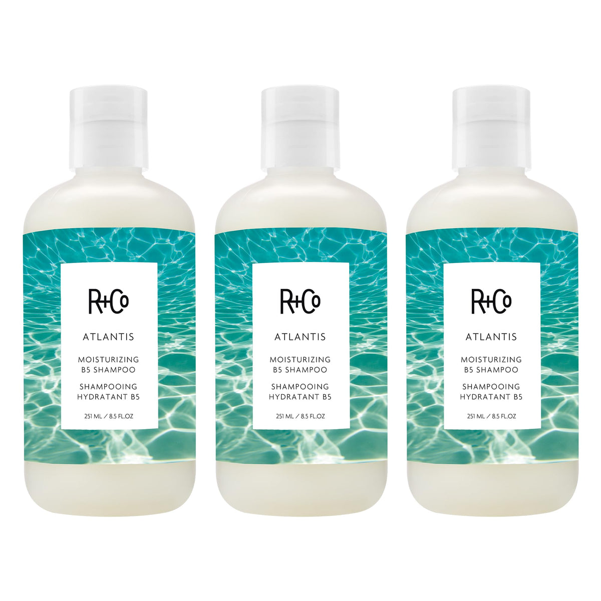 White Smoke R+Co ATLANTIS Moisturizing B5 Shampoo – 3 Pack, Hydrating & Strengthening, Softens & Smooths Hair, All Hair Types