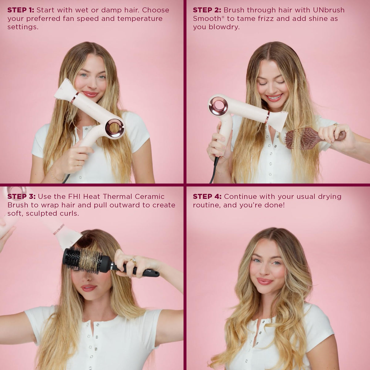 Light Pink FHI Heat AeroMax™ Style Dryer - Compact Foldable BLDC Hair Dryer