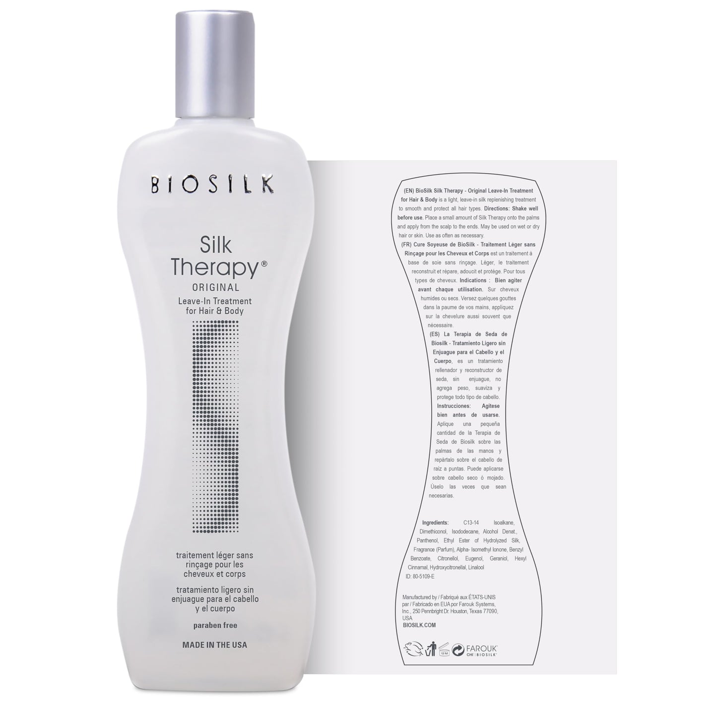 White Smoke BioSilk Silk Therapy Original, Reconstructing Leave-In Hair Treatment, Adds Shine, Smooths & Prevents Split Ends, Sulfate-Free, Paraben-Free, Cruelty-Free, 2.26 Oz