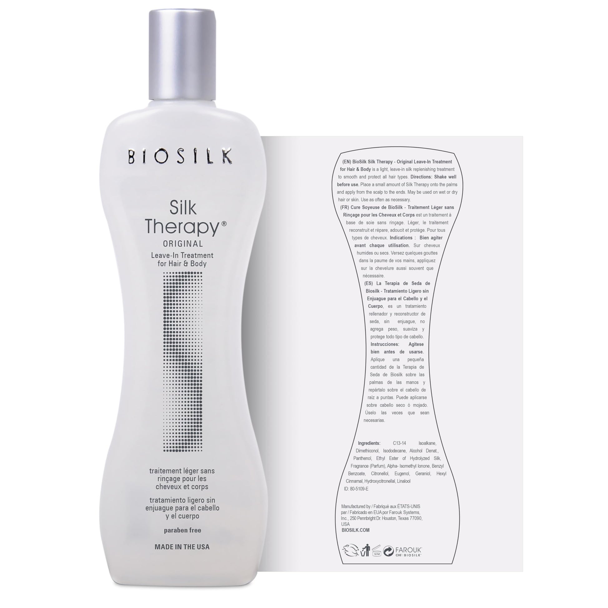 White Smoke BioSilk Silk Therapy Original, Reconstructing Leave-In Hair Treatment, Adds Shine, Smooths & Prevents Split Ends, Sulfate-Free, Paraben-Free, Cruelty-Free, 2.26 Oz