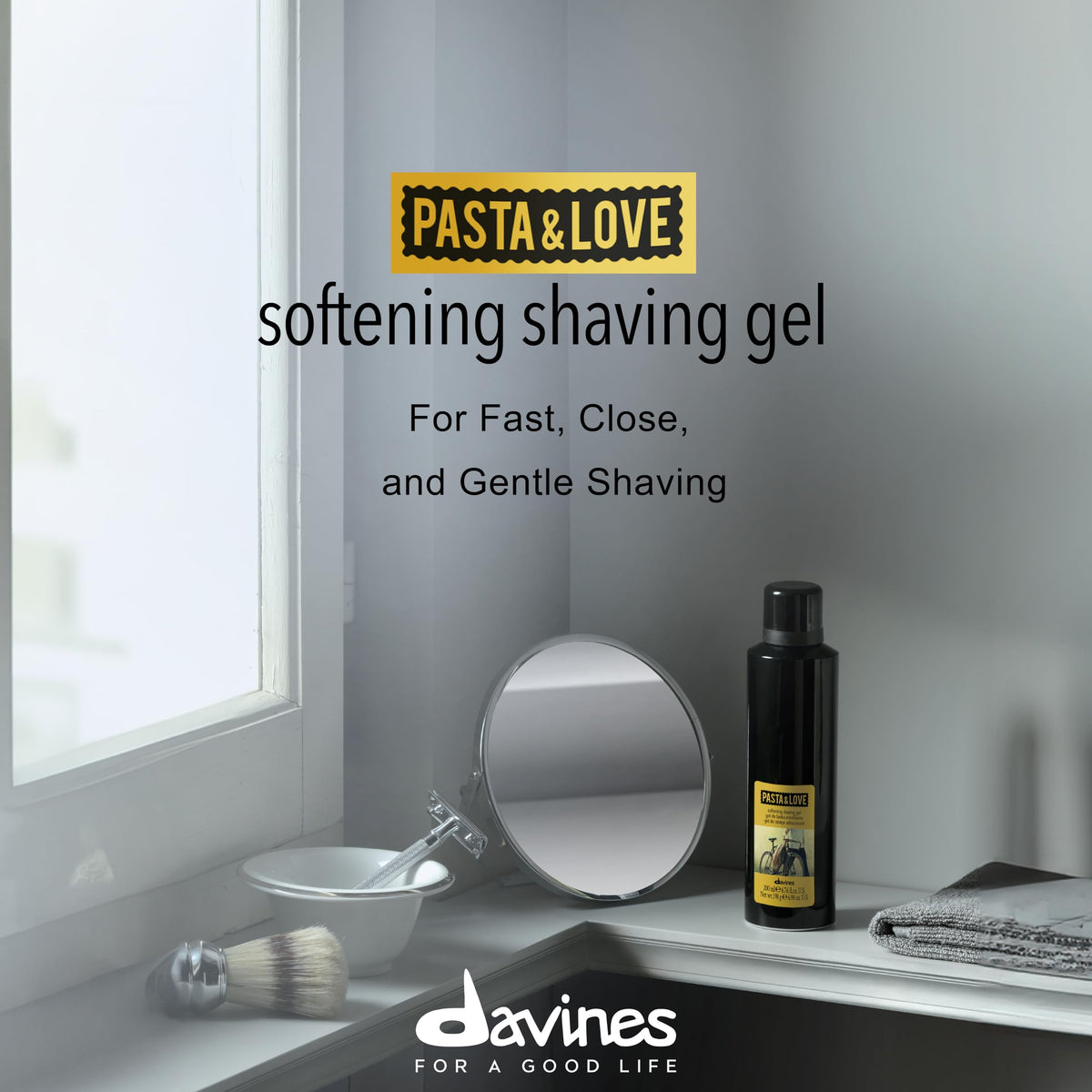 Light Slate Gray Davines Pasta & Love Softening Shaving Gel, Protects Skin from Razor Burn