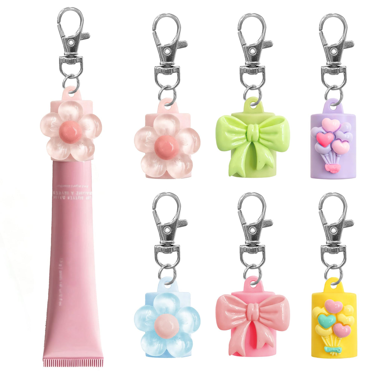 White Smoke Lip Balm Holder Cap Keychains for Lipstick, Lip Gloss - Compatible with Summer Fridays & LANEIGE（No Lip Balm）