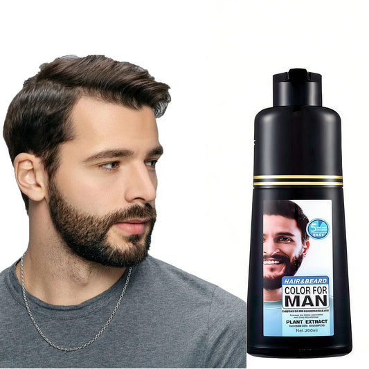 White Smoke COSYAGE Black Beard Dye Shampoo for Men 5 Minute Gray Coverage with Argan & Coconut Oil, No-Mess Formula, Lasts 5 Weeks, 200ML (Beard & Mustache)