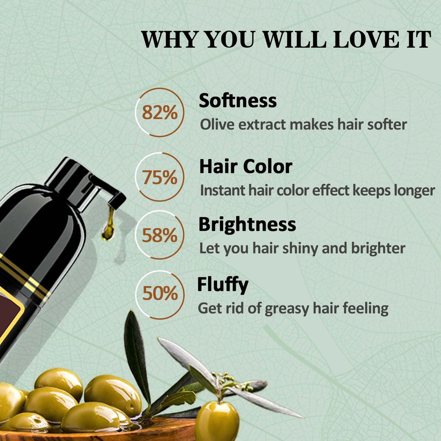 Light Gray Natural Chestnut Brown Hair Dye Shampoo 3 in 1, Instant Brown Hair Shampoo, Hair Color Shampoo, Shampoo Para Canas Mejur & Champu Para Canas, Shampoo Hair Dye (Chestnut Brown)