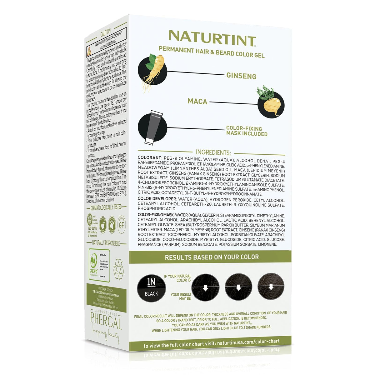 White Smoke Naturtint Mens Permanent Hair Color for Hair Beard and Mustache (1N Black)