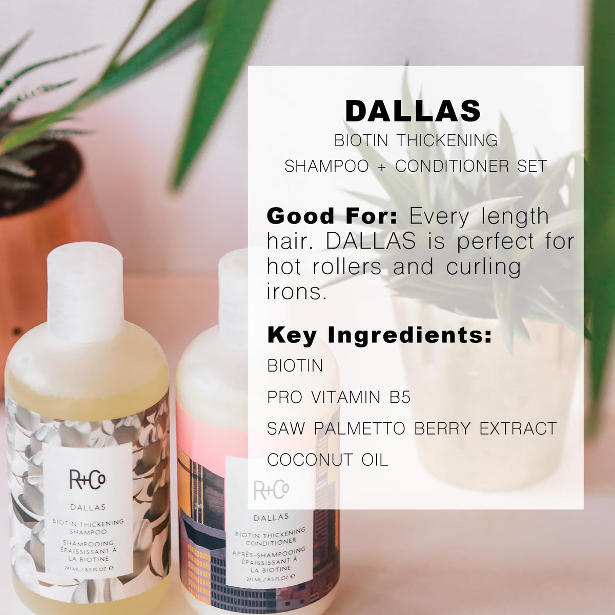 White Smoke R+Co Travel Size Shampoo and Conditioner