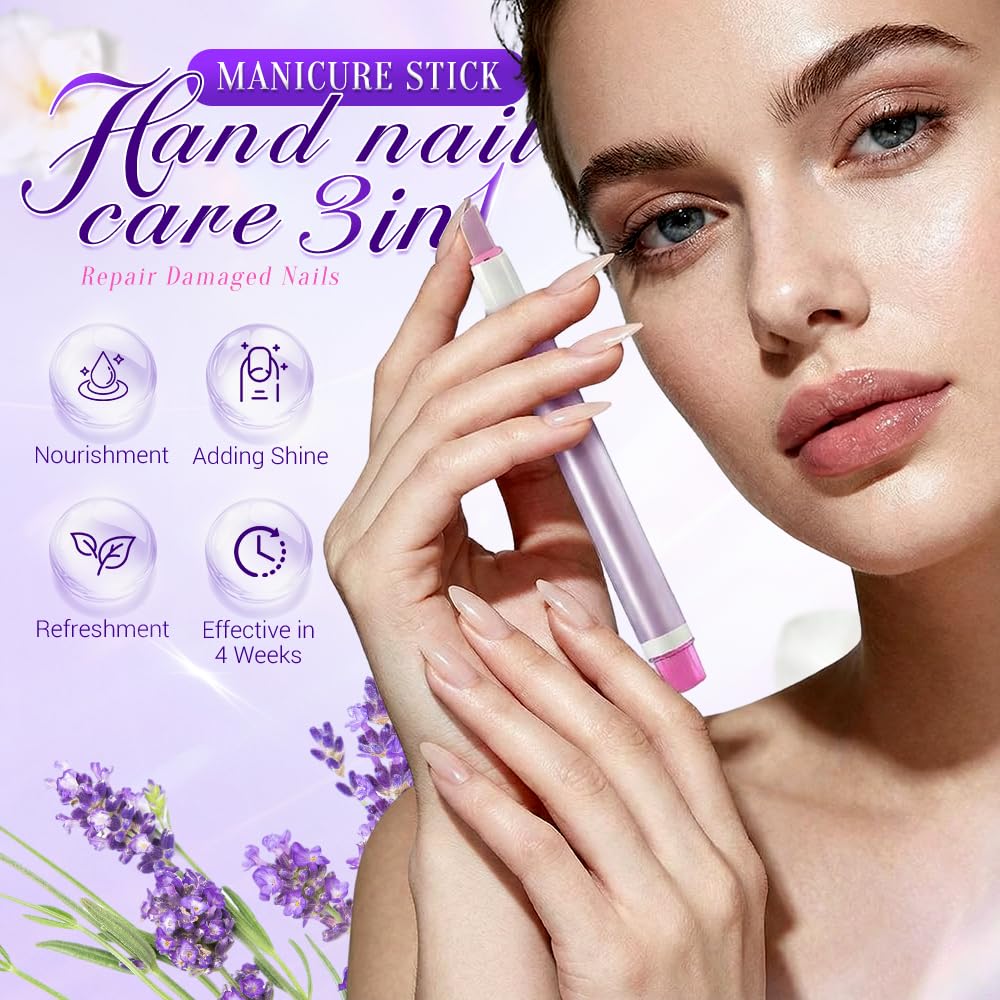 Lavender Jurfest 2-In-1 Cuticle Oil Pusher Pen,Ceramic Cuticle Remover, Portable Nail Oil Pen, Moisturizing Supports a strong look For Nail Salon, Gentle Hangnail Remover For Women (Lavender scent)