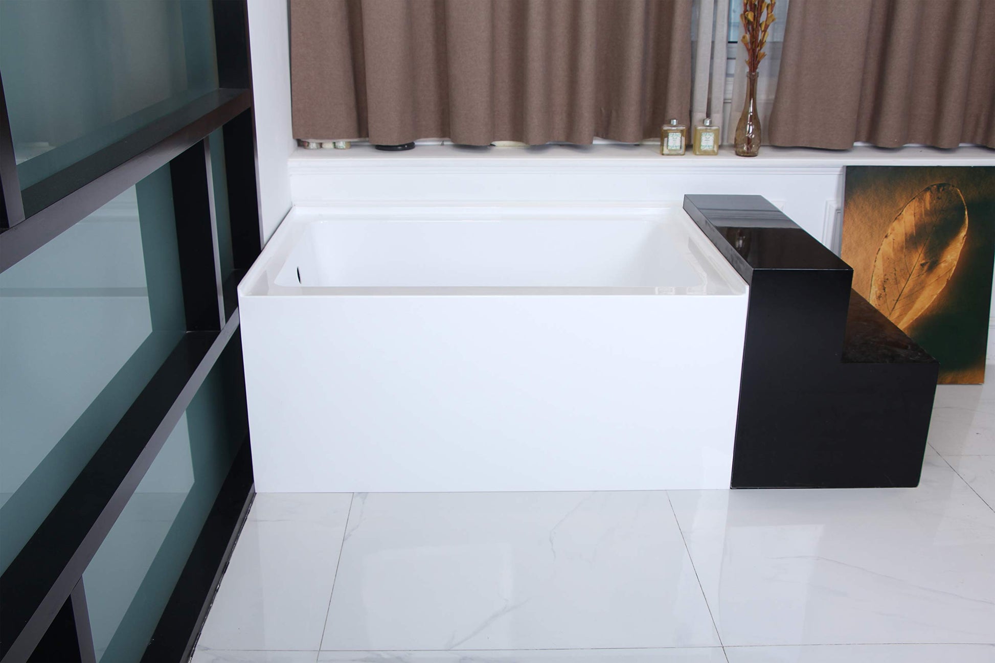 Lavender Kingston Brass Aqua Eden VTDE483222L Ambry 48-Inch Acrylic Alcove Tub with Left Hand Drain Hole, White