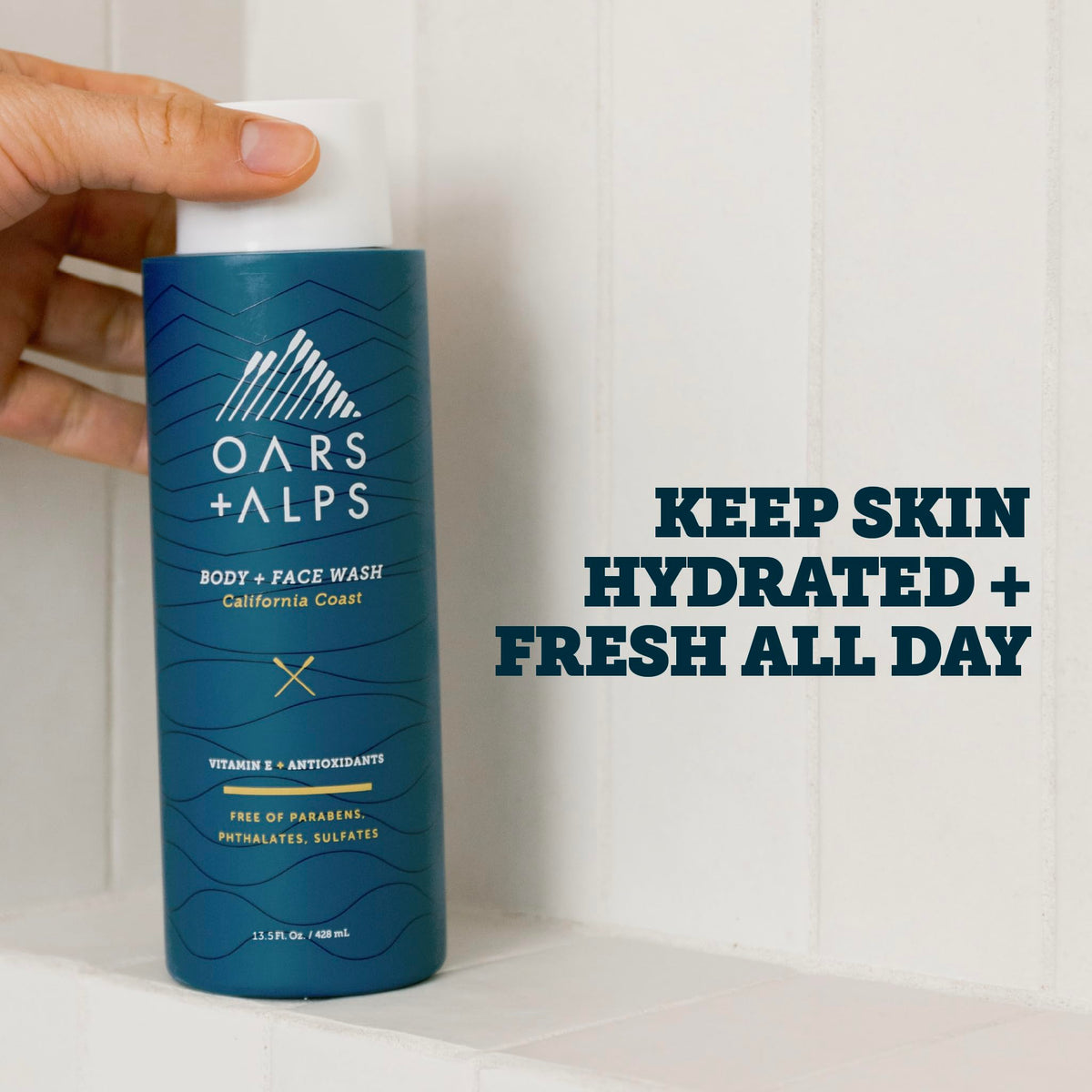 Light Gray Oars + Alps Mens Body & Face Wash, Moisturizing Body Wash, 1pk, 13.5 Fl Oz