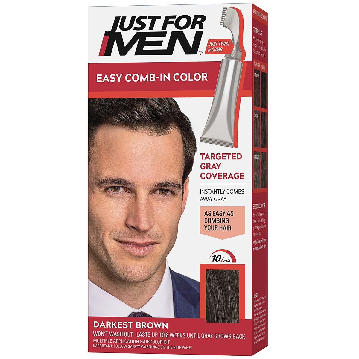 White Smoke Just For Men Autostop Color #A-50 Darkest Brown (Pack of 6)