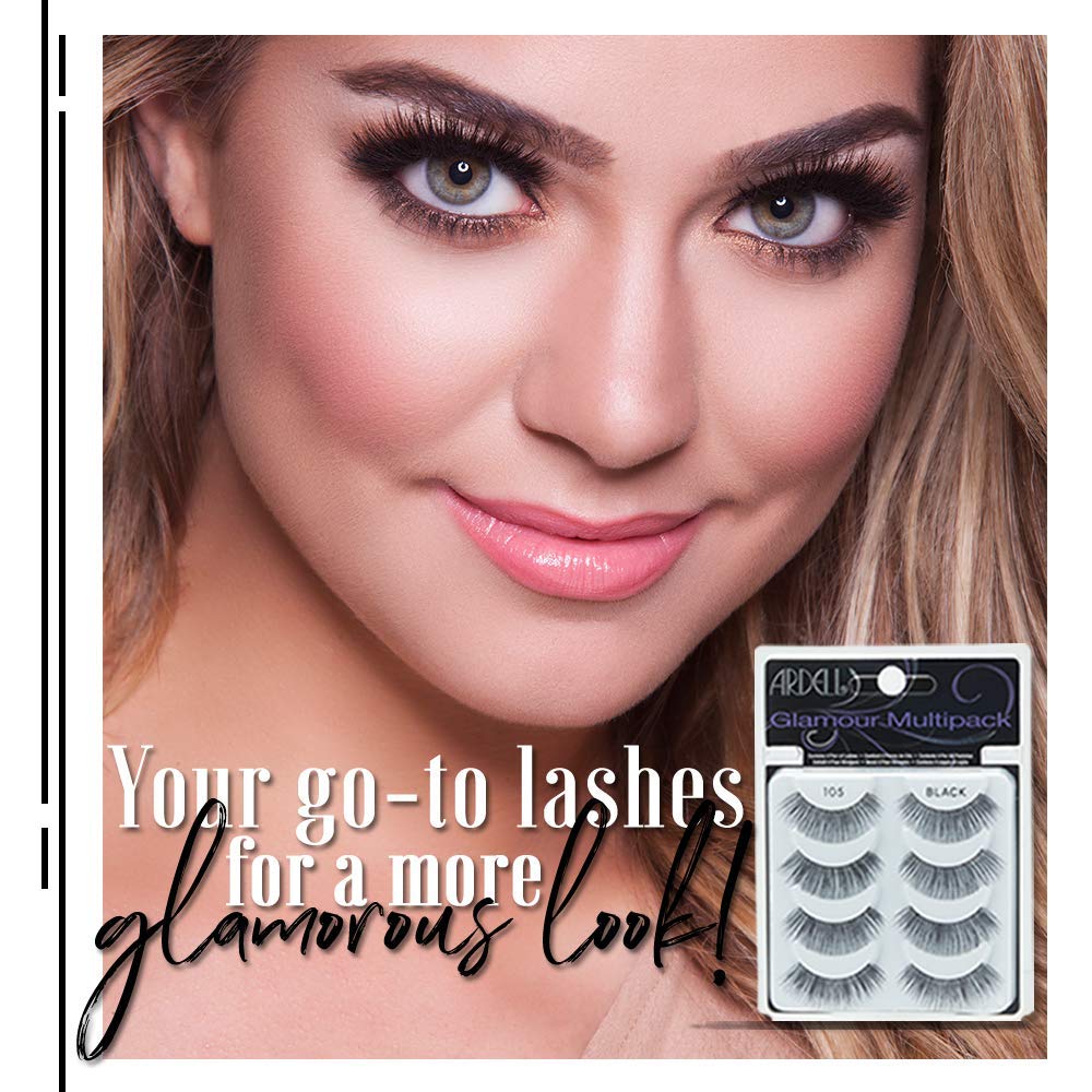 White Smoke Ardell Multipack 105 False Lashes, Glamour Fake Eyelash, 1 Pack X 4 Pairs