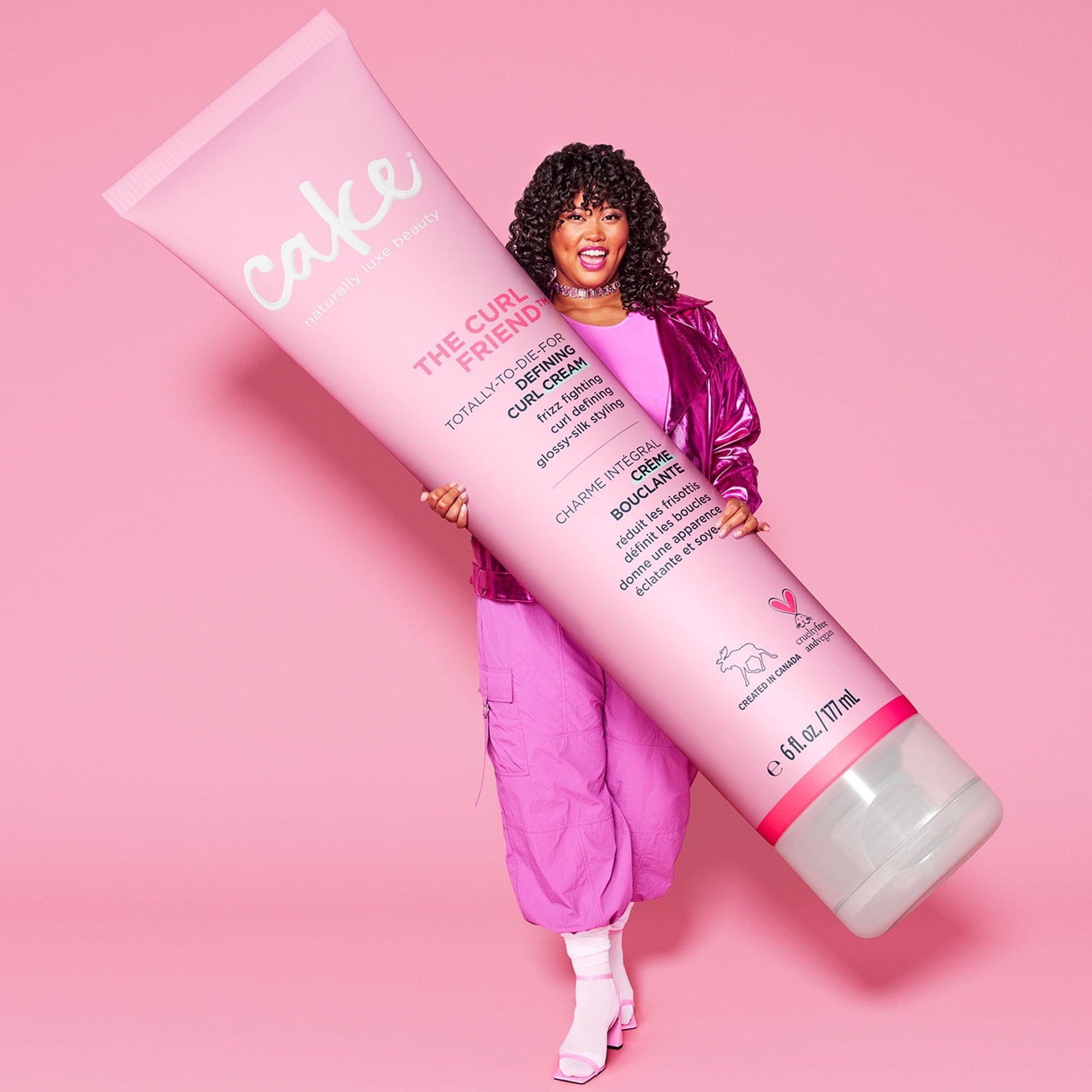 Light Pink Cake Beauty Curl Defining Cream, The Curl Friend - Moisturizes and Defines Curls – For Frizz Control & Detangling - Avocado Oil, Soybean Oil & Shea Butter – For Curly Hair- 6 Fl Oz / 177 mL