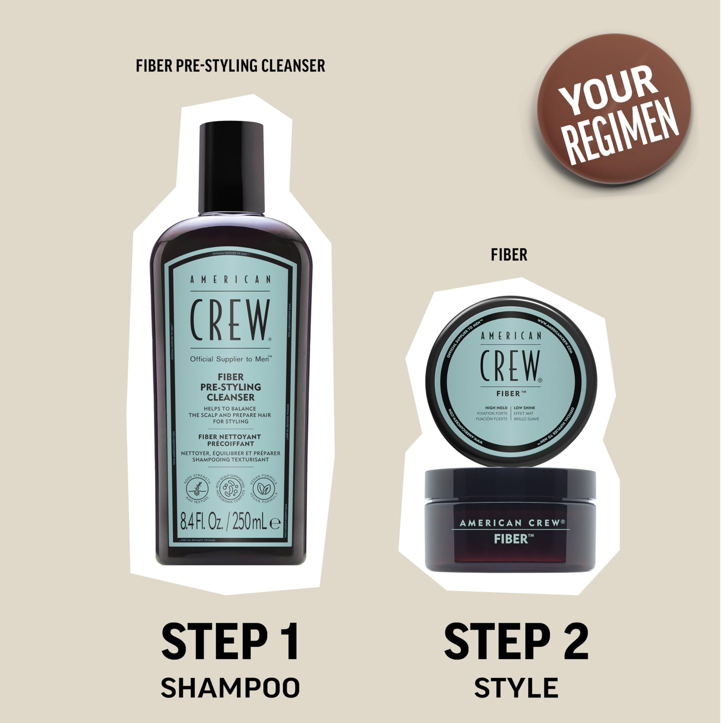 Light Gray American Crew Men's Hair Fiber, Like Styling Gel with High Hold & Low Shine, Travel Size, 1.7 oz
