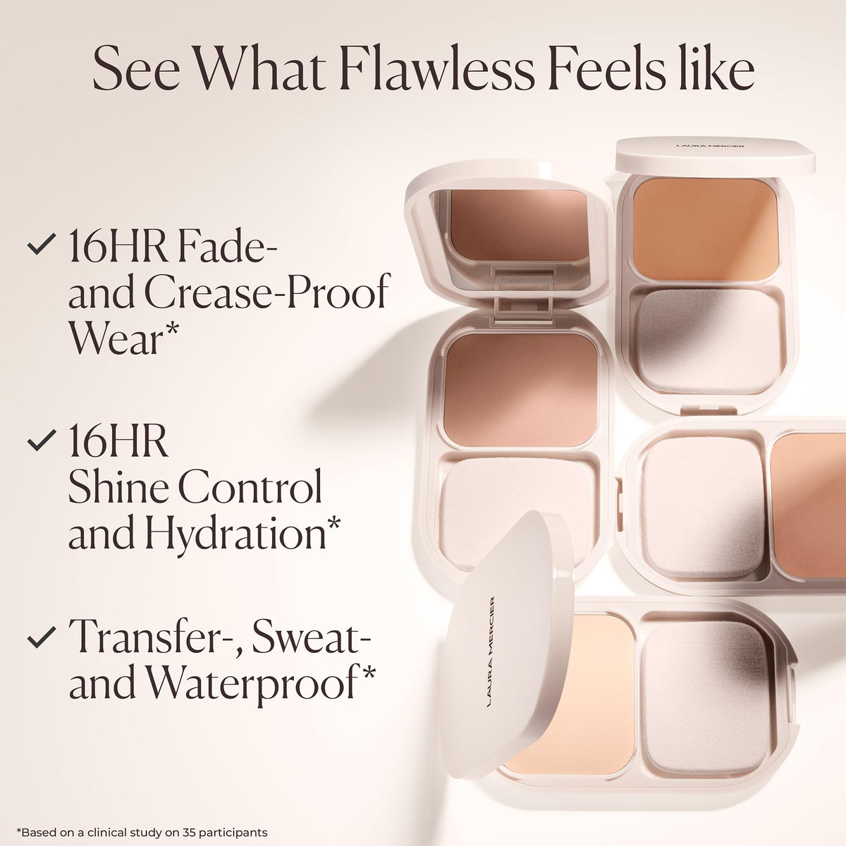 Misty Rose Laura Mercier Real Flawless Powder Foundation, 1W Brioche, 0.26 oz