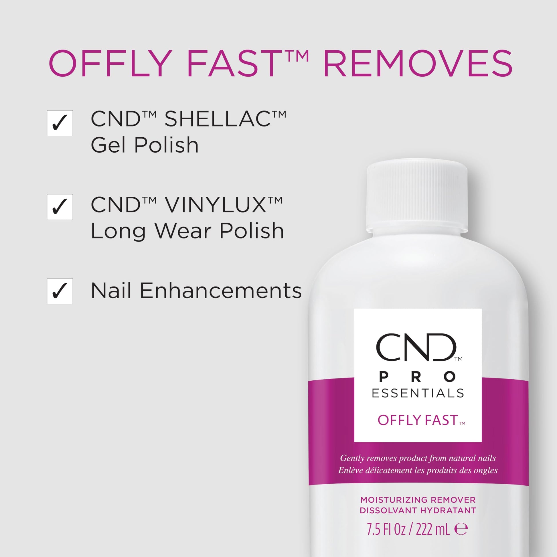 Lavender CND OFFLY FAST Moisturizing Nail Polish Remover, 2 fl oz