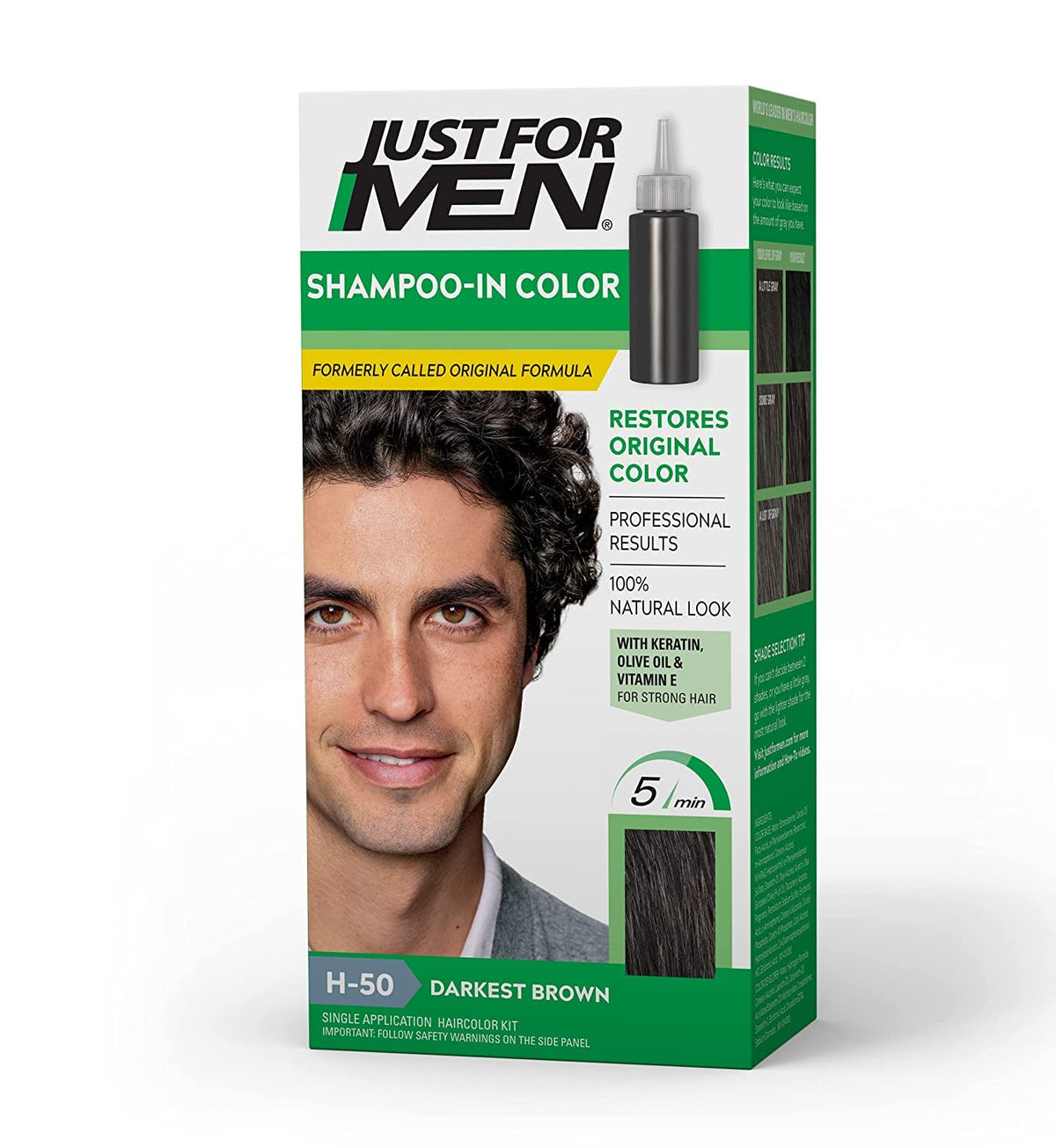 White Smoke JUST FOR MEN Hair Color H-50 Darkest Brown 1 Each (Pack of 5)